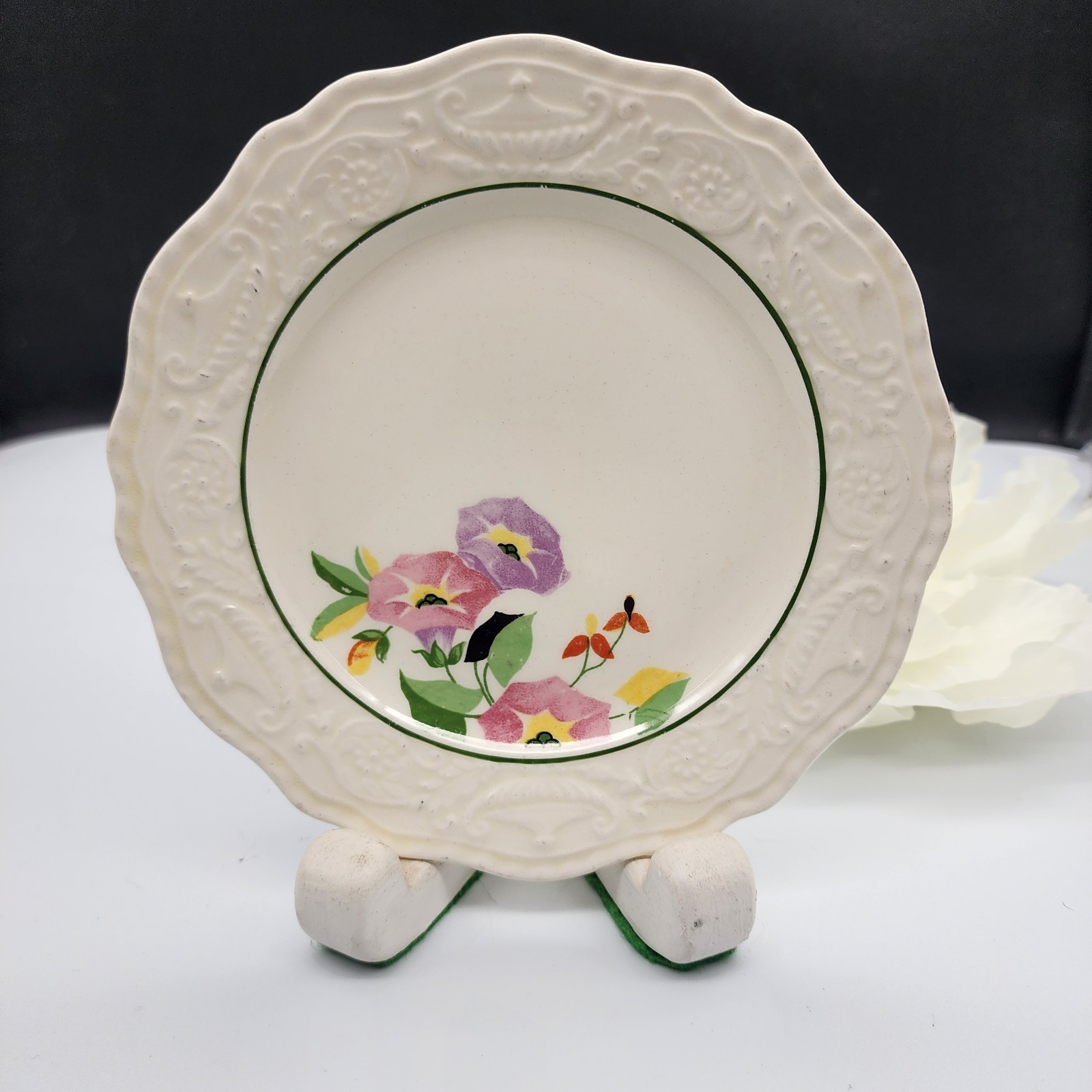 Vintage 1930s Adam Antique Rare Morning Glory Plate Steubenville Pottery 6.25\
