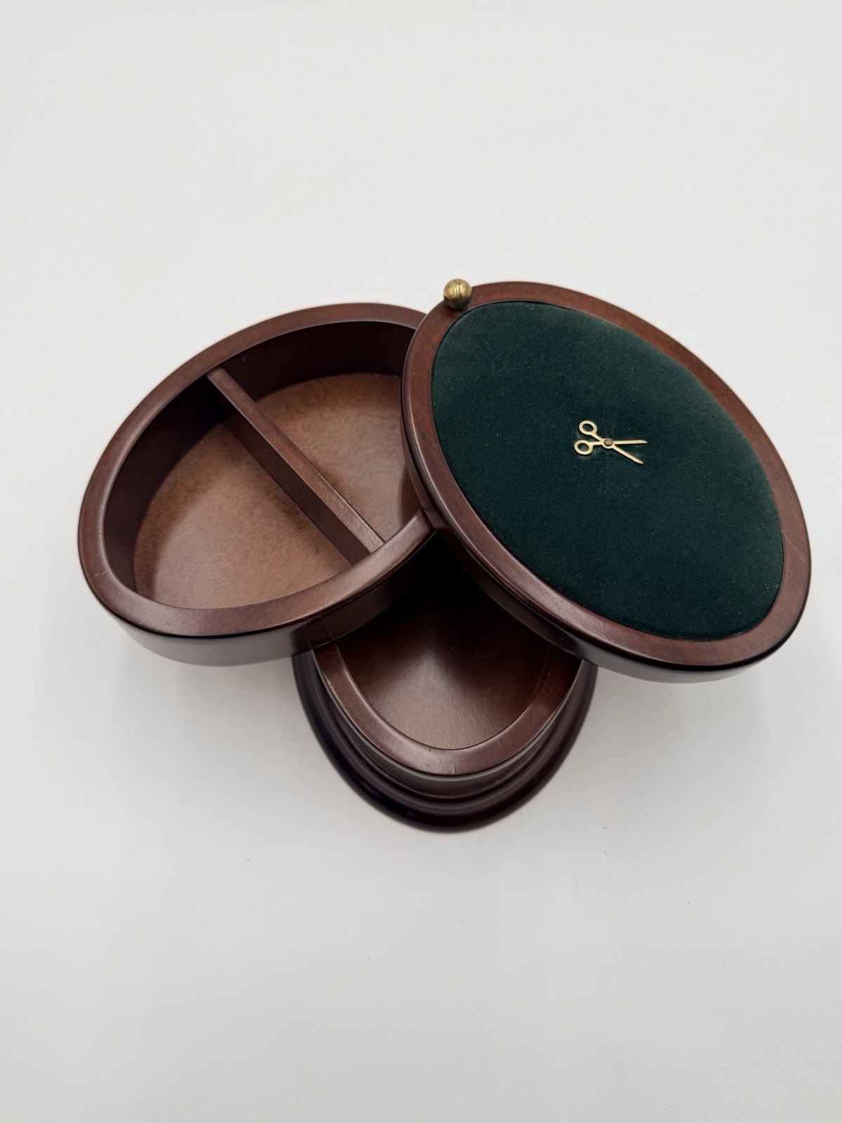 The Bombay Co. 1996 Three Tier Oval Wood Swivel Sewing Box - Vintage GC