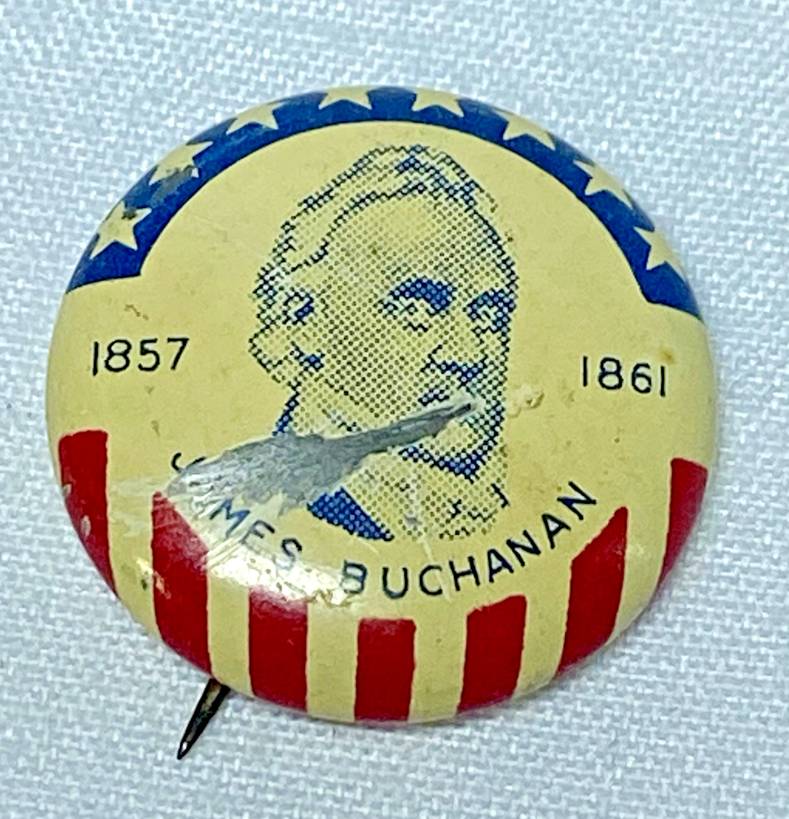 1857- 1861 James Buchanan President pinback button Vintage Antique