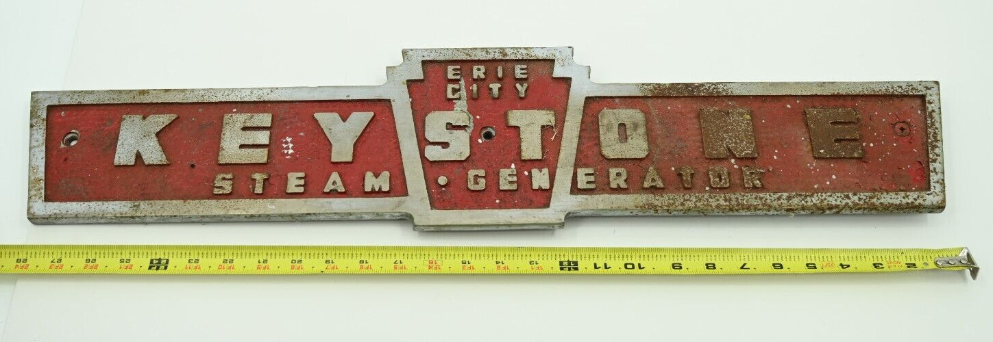 Vintage RARE KEYSTONE Erie City Steam Generator Emblem Cast Metal Plaque