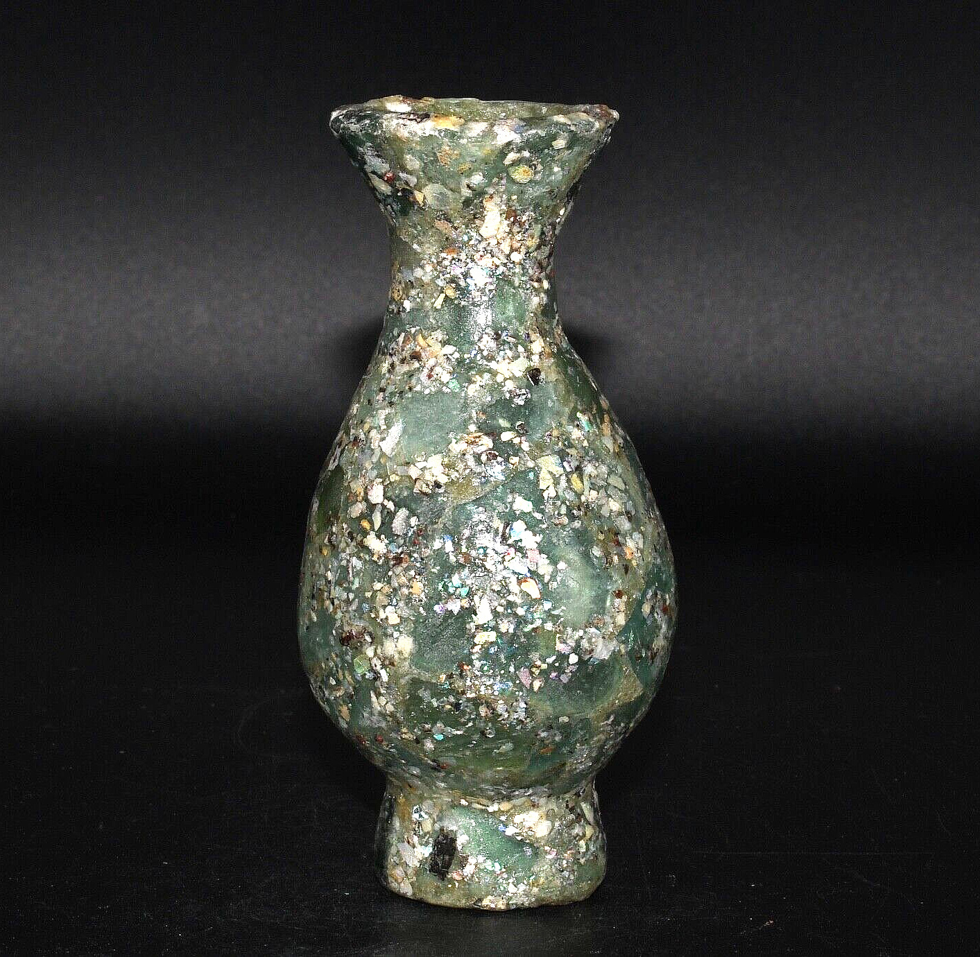 Authentic Ancient Roman Glass Bottle Vessel with Patina Circa 1st-2nd Century AD
