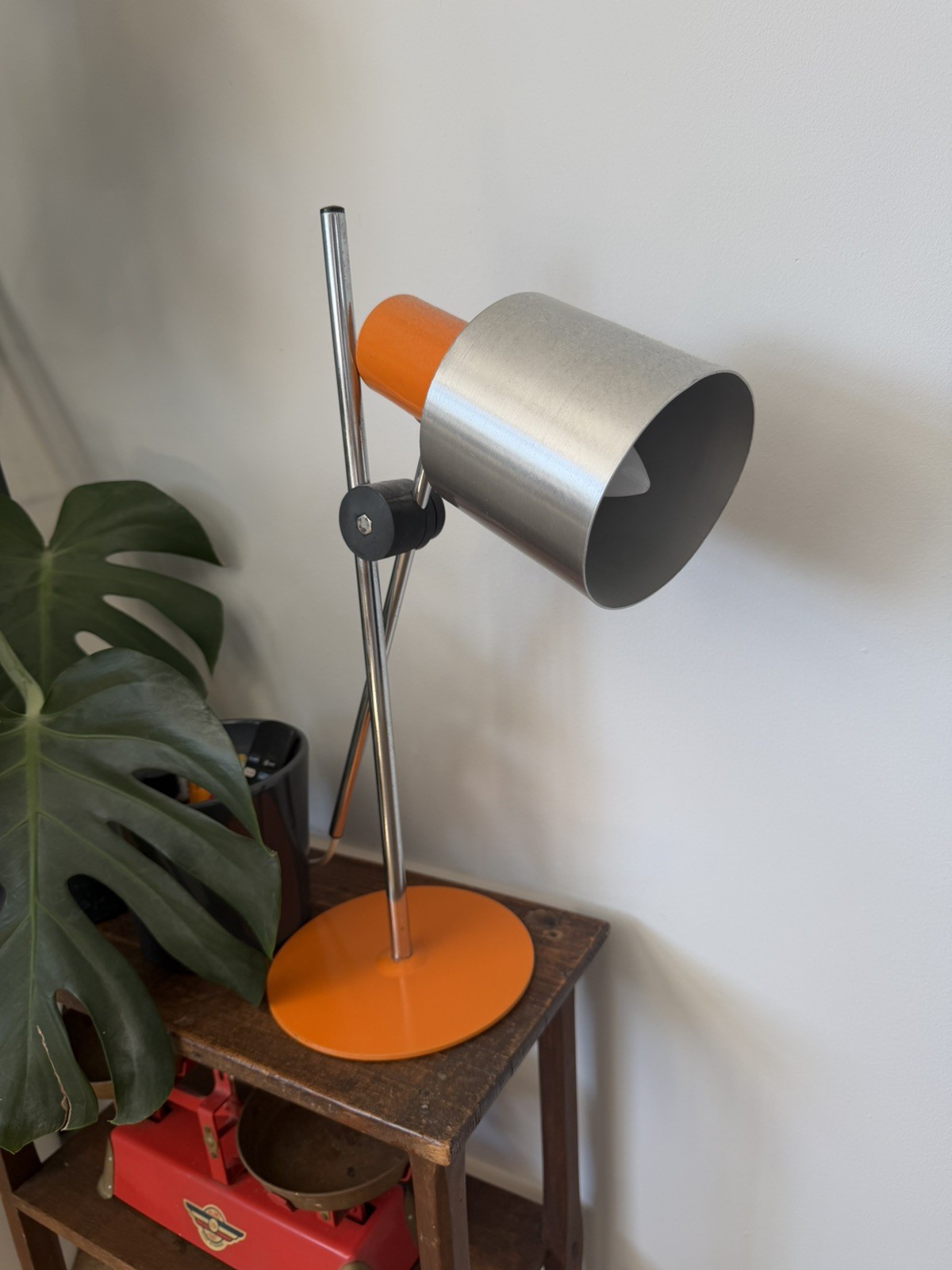 1960s Vintage Italian Articulated Desk Lamp By Prova Aluminium / Orange 