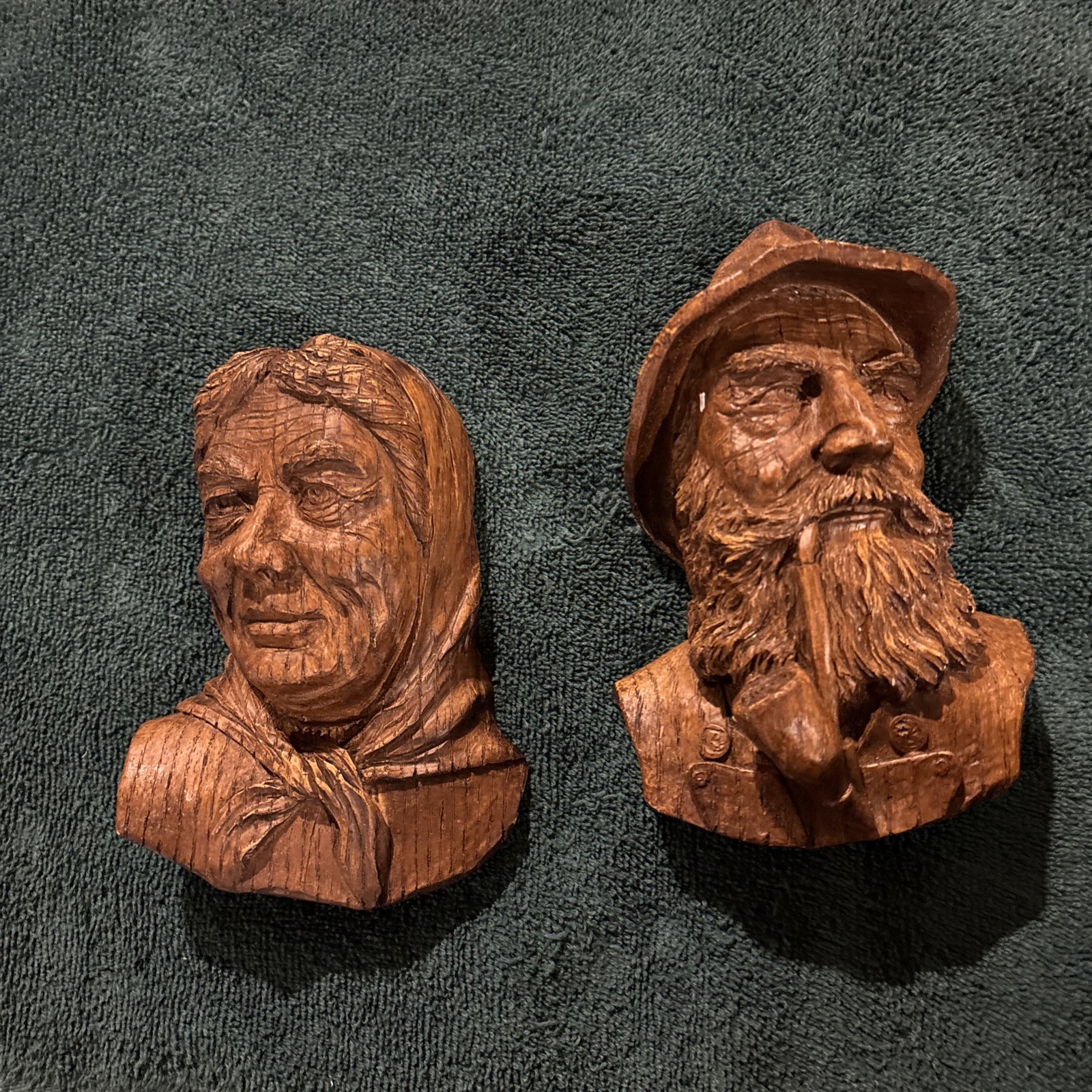 Vintage Wooden Carved Man With Pipe And Women Heads Wall Hanging Vintage Wooden Carved Man With Pipe And Women Heads Wall Hanging