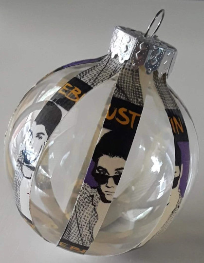 Justin Bieber Christmas Ball Plastic Ornament handmade duct tape music song sing