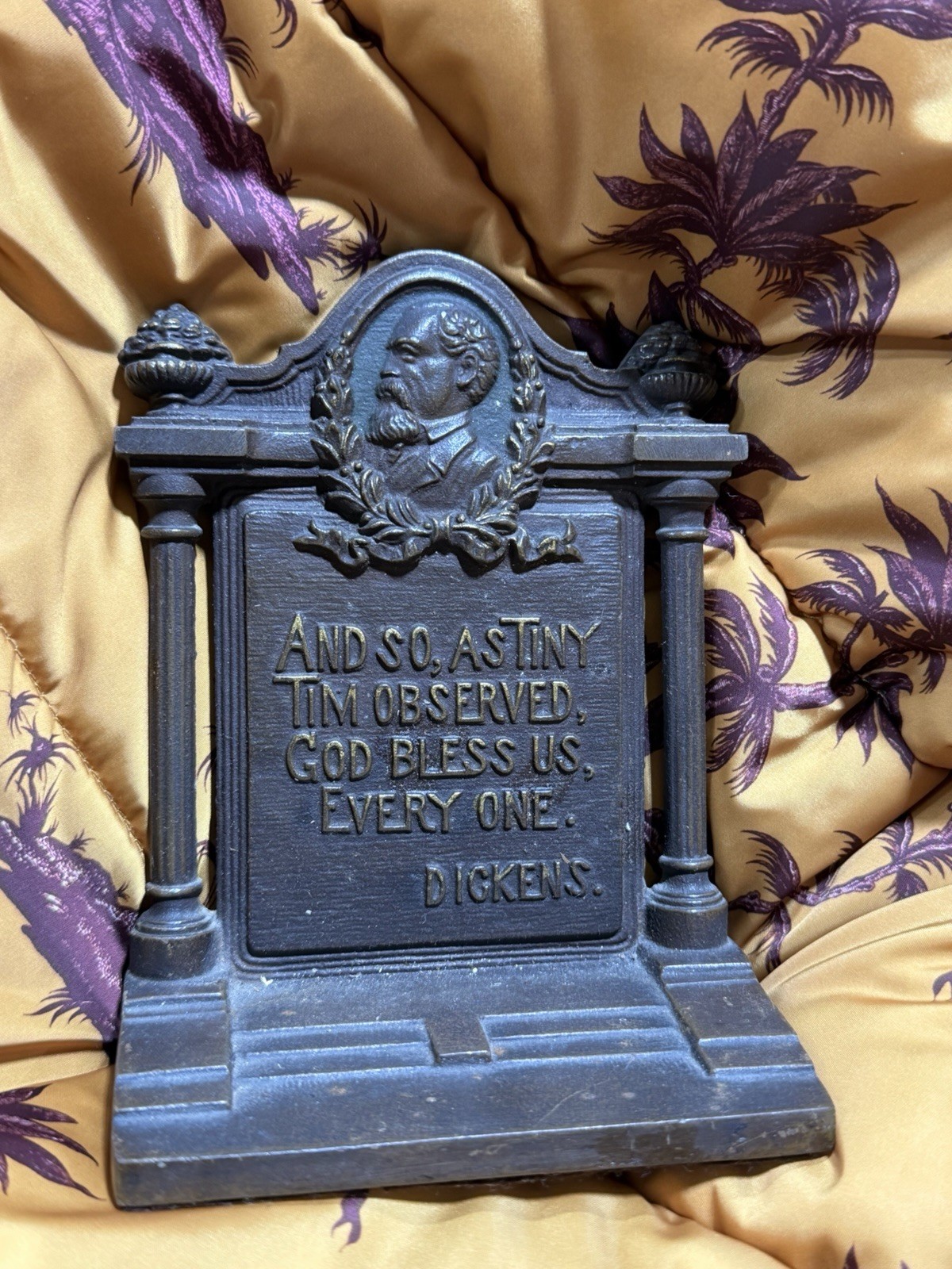 Antique Cast Iron Bronze Bradly & Hubbard Bookend Dickens Christmas Carol 