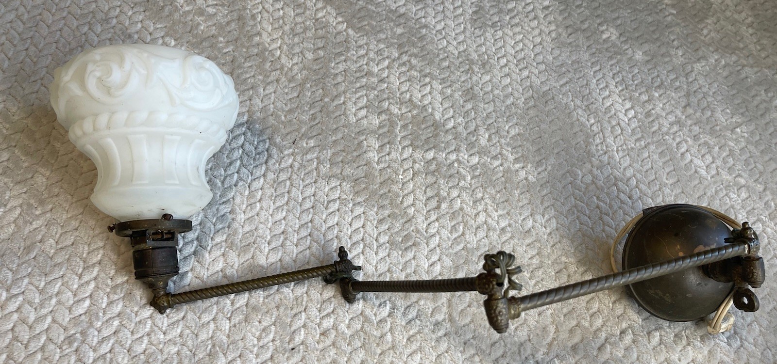 Rare Antique Brass Triple Swing Arm Swivel Lamp Sconce Faries Industrial Globe Rare Antique Brass Triple Swing Arm Swivel Lamp Sconce Faries Industrial Globe
