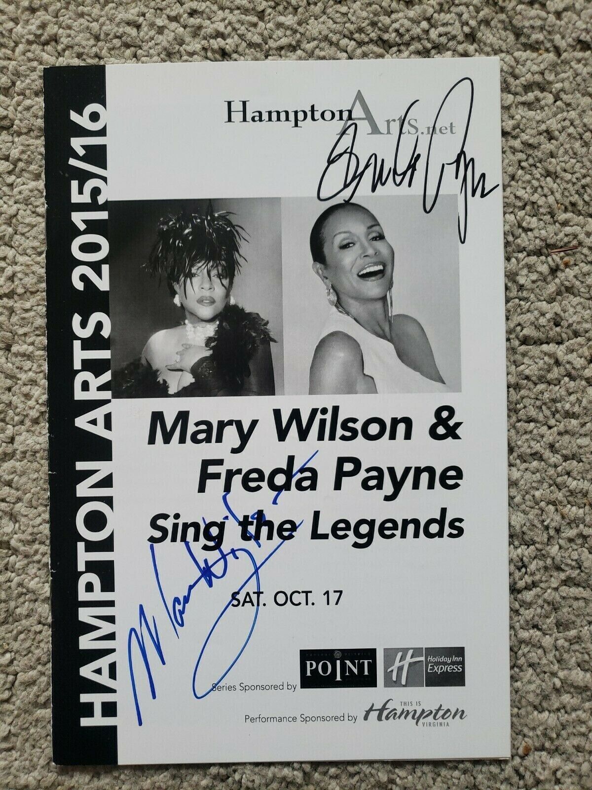 Mary Wilson & Freda Payne autographed signed autograph auto 2015 concert program