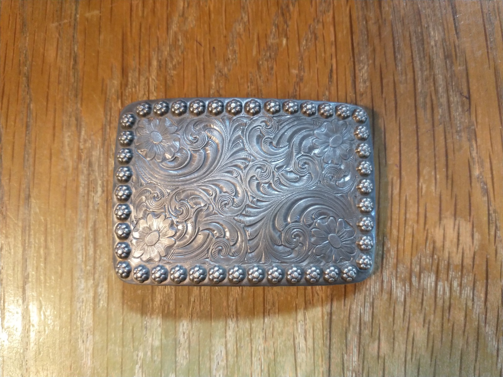 Vintage Sterling Silver Overlay Wage Western Belt Buckle Berry Edge