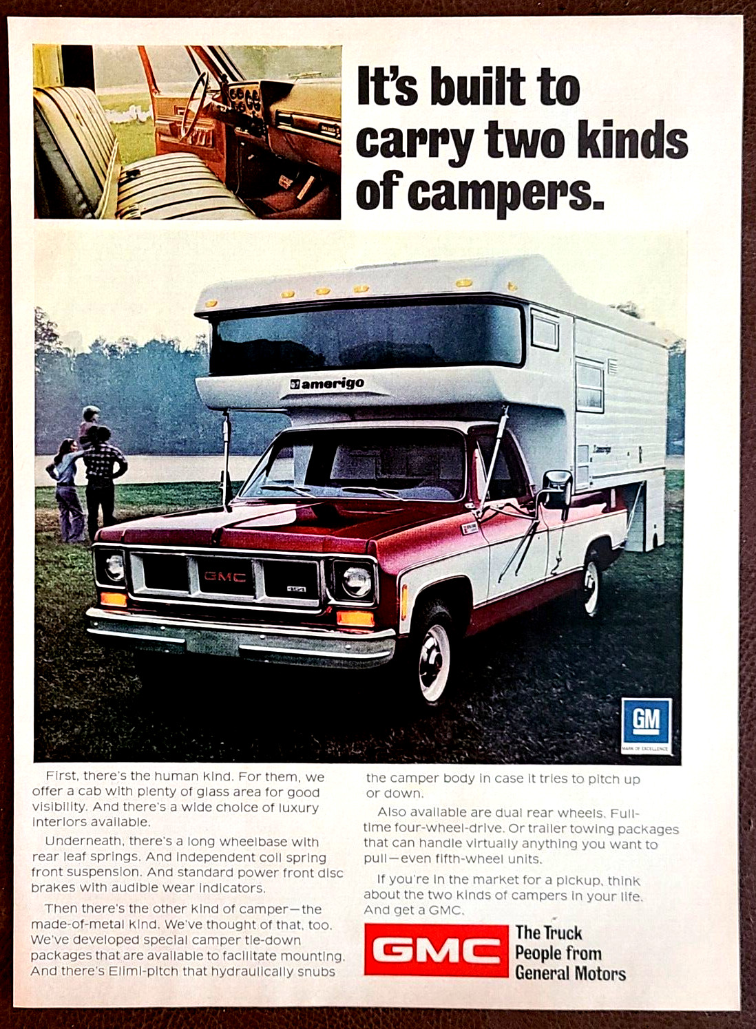 GMC Truck Camper 1971 Vintage Print Ad Wall Art