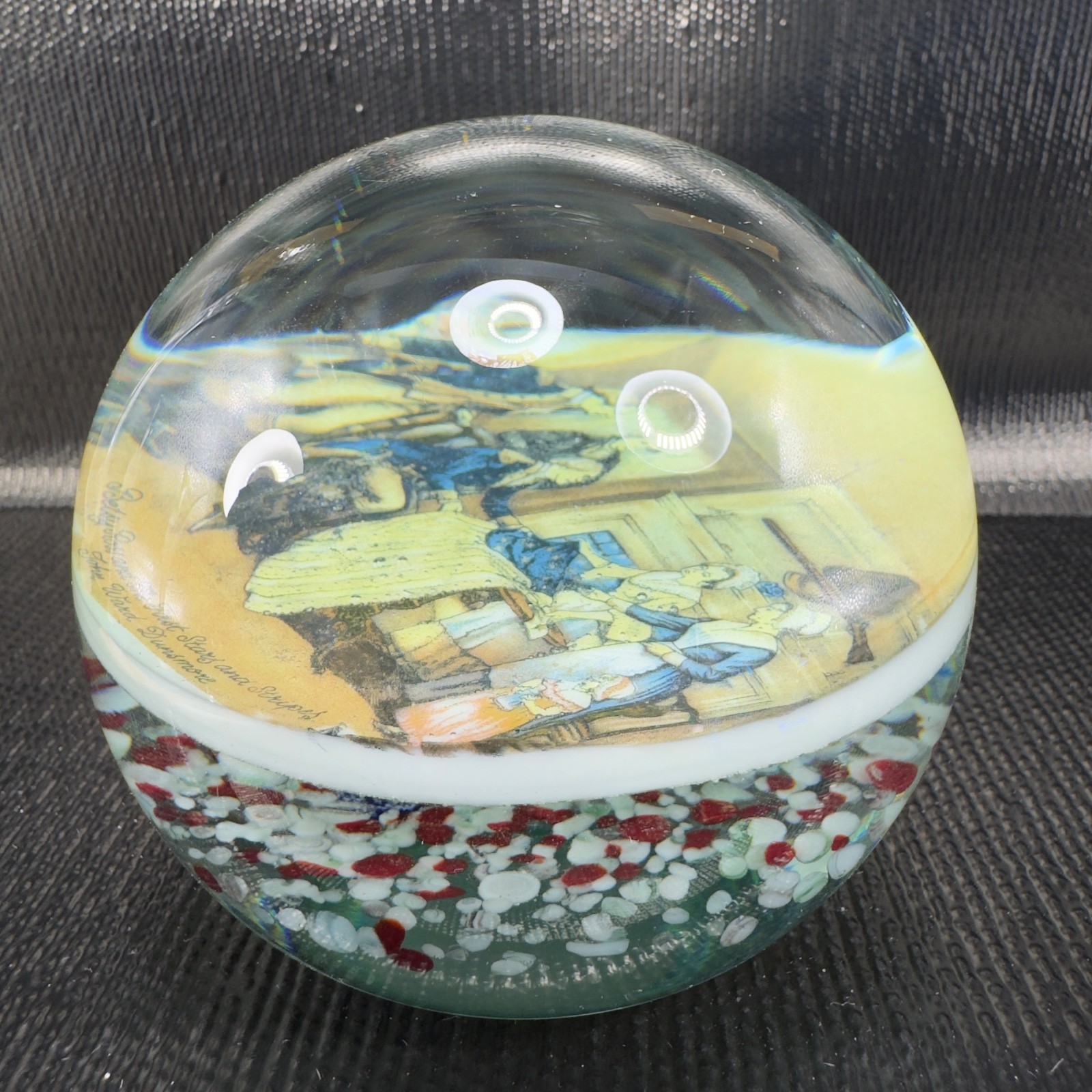 Vintage Betsy Ross and The First Stars and Stripes Glass Paperweight Orb Heavy
