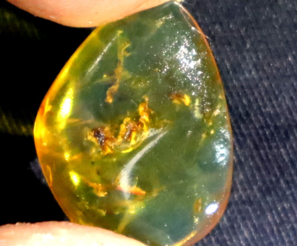 Beautiful Natural Dominican Clear Yellow Green Amber Polished Stone 24mm