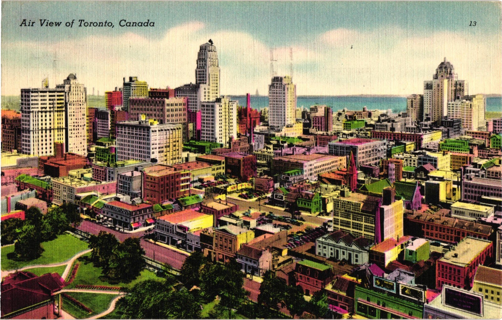 Toronto Canada Aerial View Postcard Posted Vintage