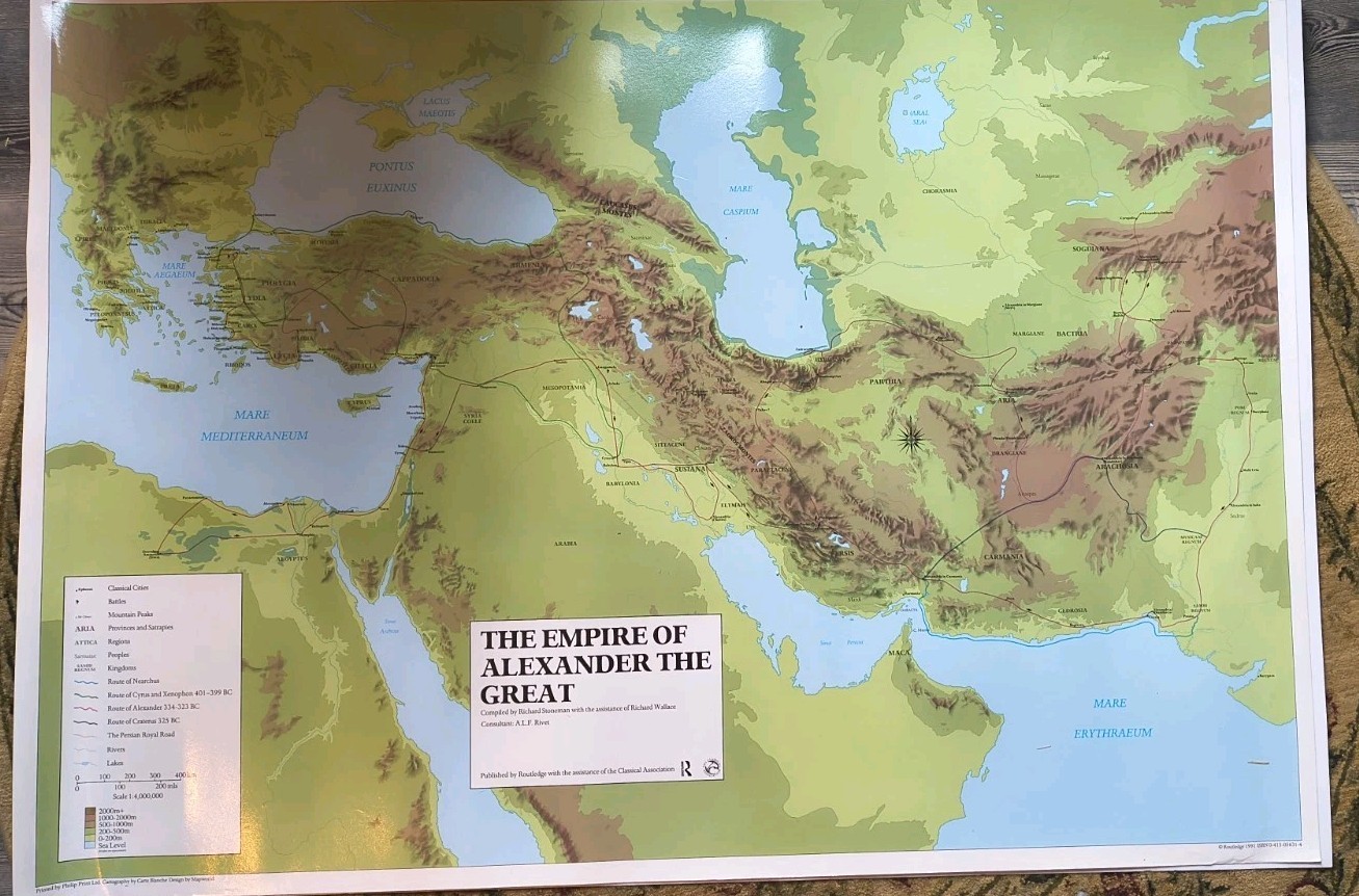 RARE Empire Of Alexander The Great Map Vintage 1991 Huge 54\