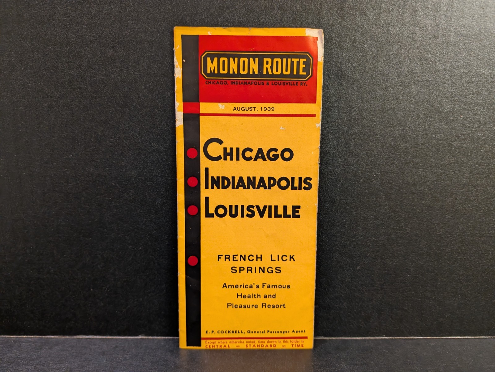 1939 Monon Route Railroad Timetable Chicago Indianpolis Louisville French Lick