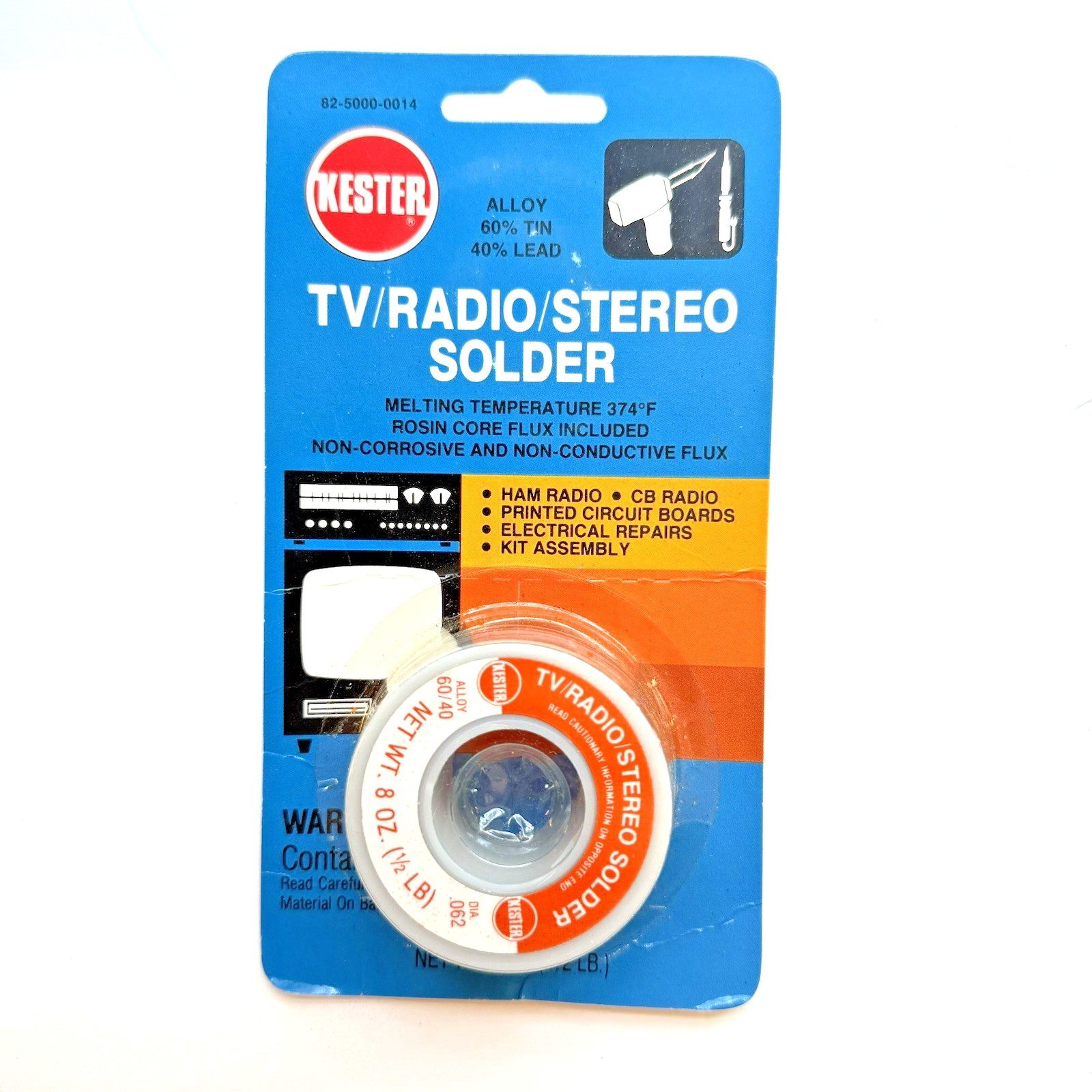 Vintage Kester TV Radio Stereo Rosin Core Solder 8oz 60 Tin/40 Lead NOS Carded Vintage Kester TV Radio Stereo Rosin Core Solder 8oz 60 Tin/40 Lead NOS Carded