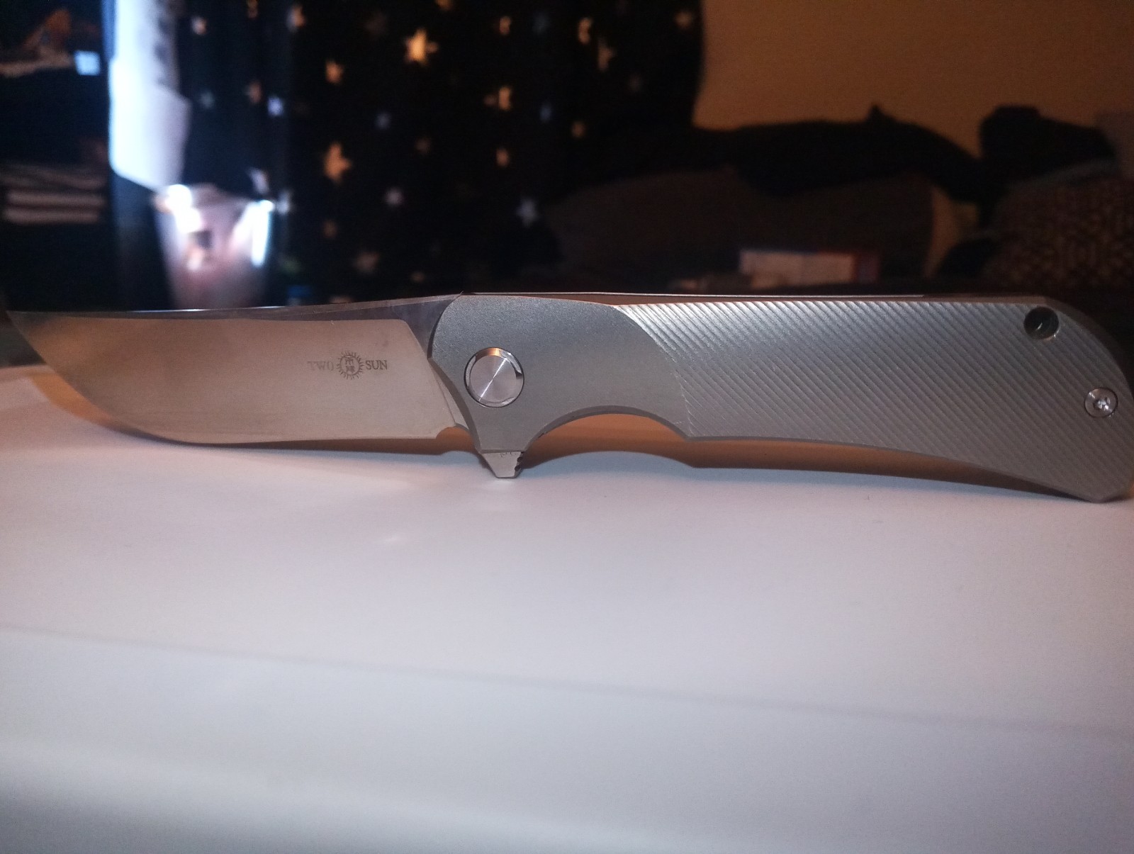 TwoSun ts190 M390 titanium frame lock. VG to Excellent condition TwoSun ts190 M390 titanium frame lock. VG to Excellent condition