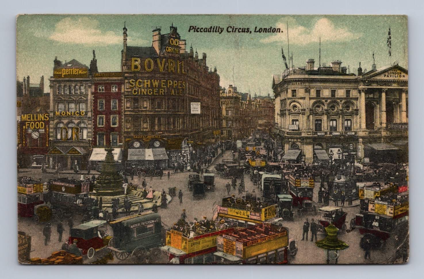 Vintage UK Postcard LONDON Piccadilly Circus Busy Street Scene 1921