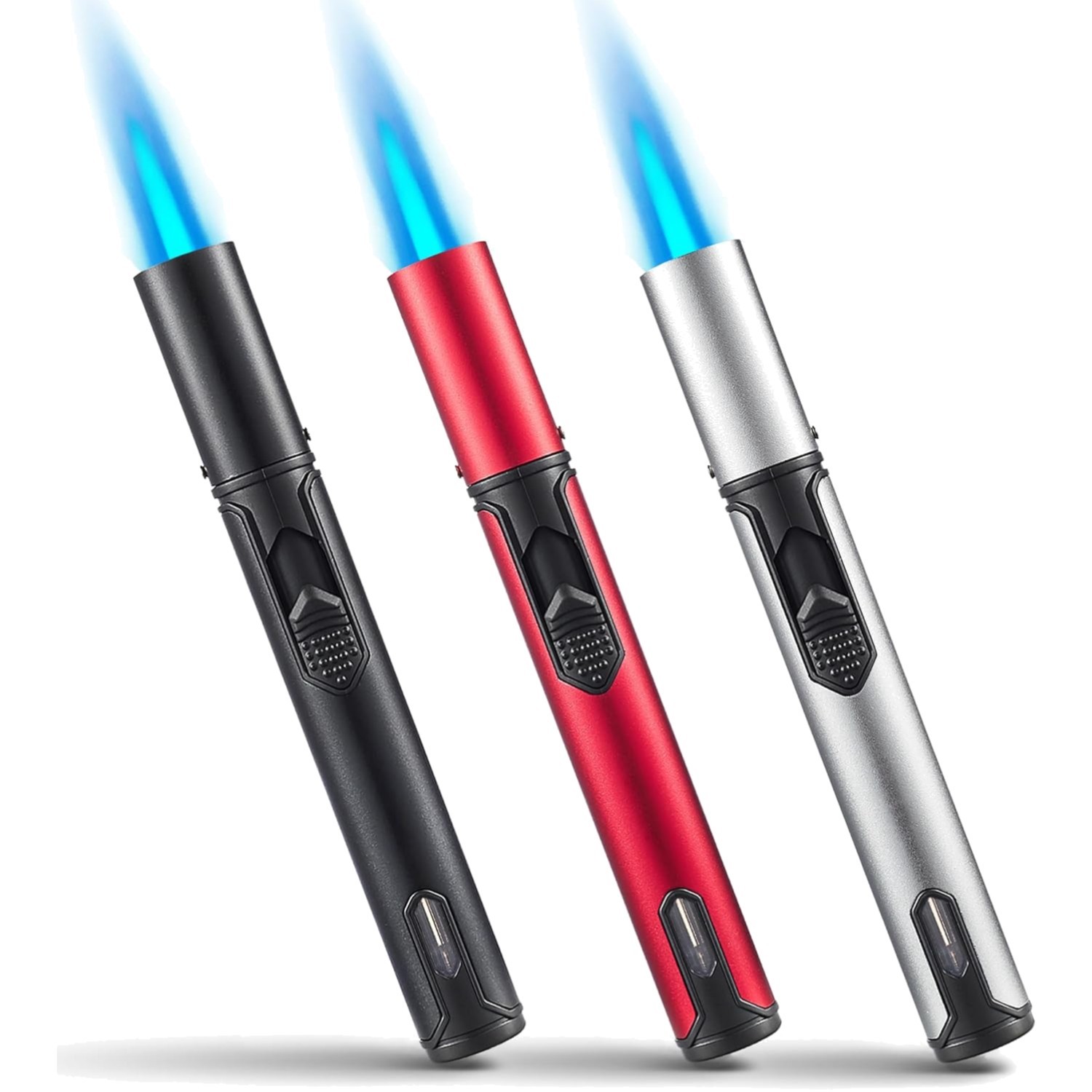 Durable 6-Inch Jet Flame Butane Torch Lighters - 3 Pack for Grilling & Soldering