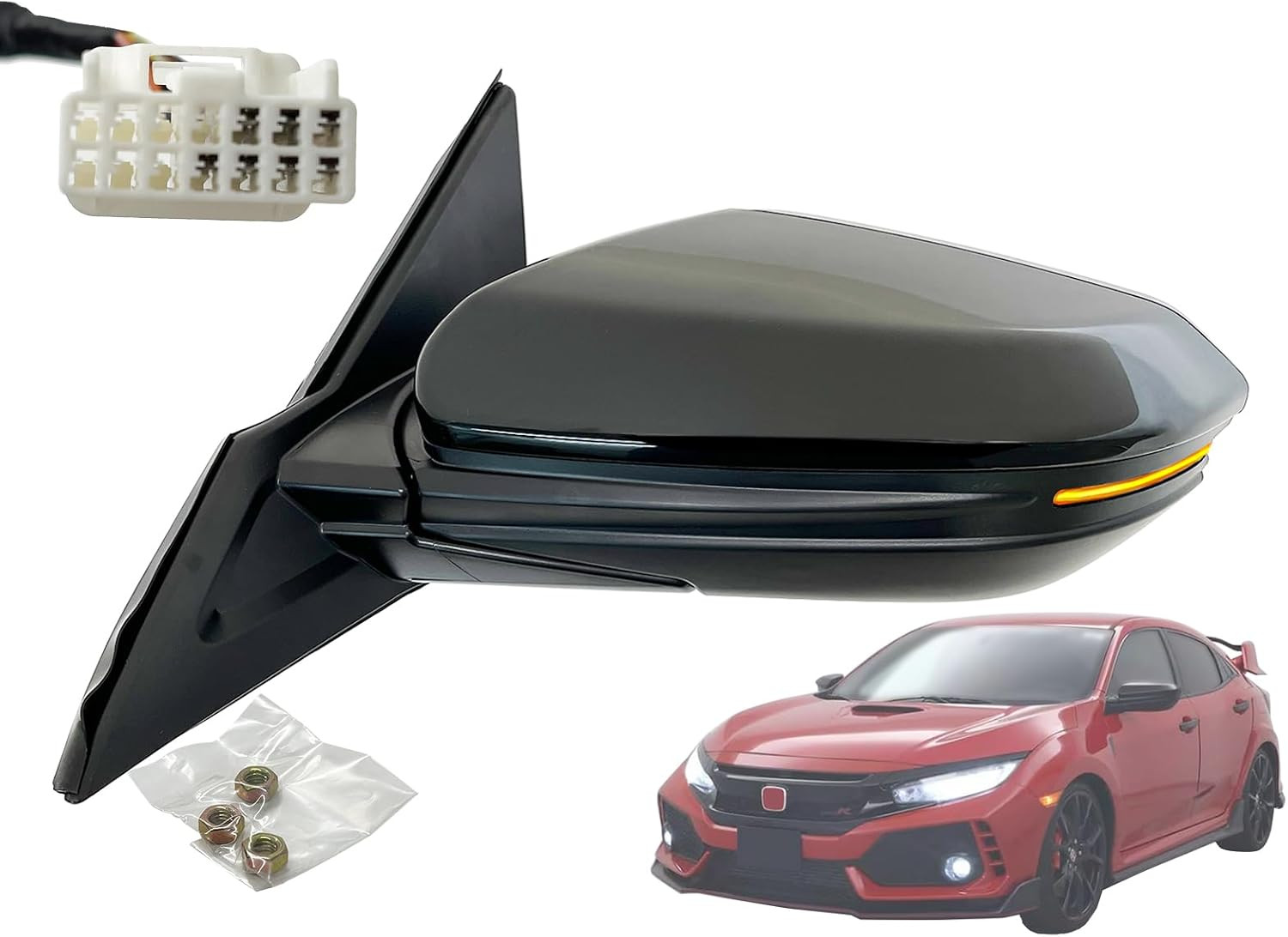 APA Replacement Rear View Mirror Compatible with 2017-2021 CIVIC Hatchback Sport