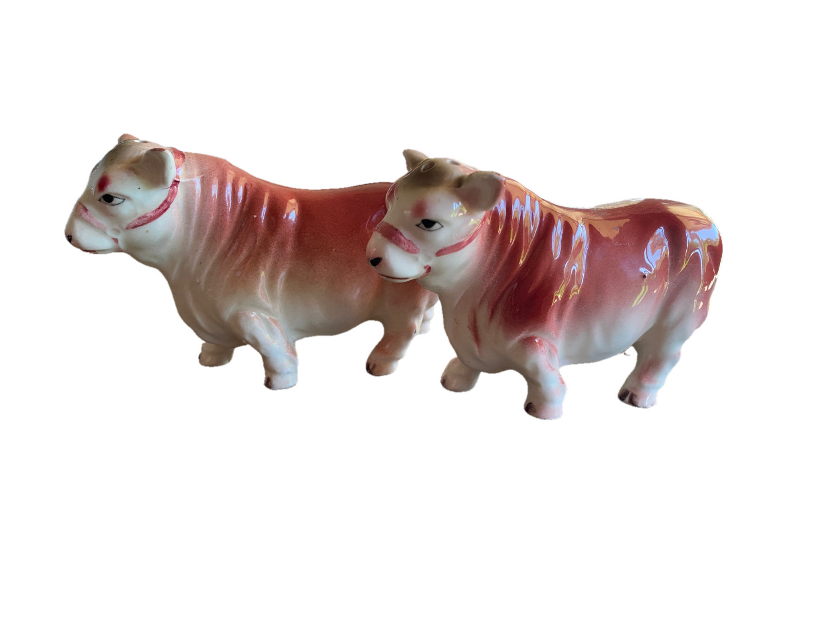 Vintage 50s Wales Red/Brown Hereford Cow Steer Salt & Pepper Shakers Set Japan