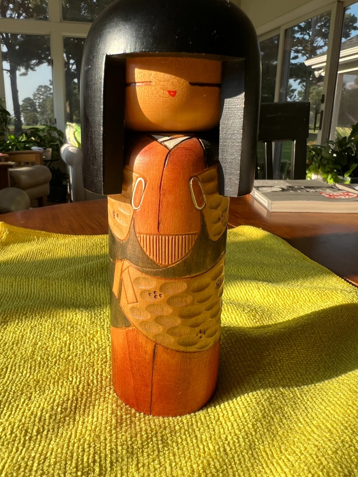 Vintage Signed Japanese Sosaku Kokeshi Doll by Kisaku –6 1/2\