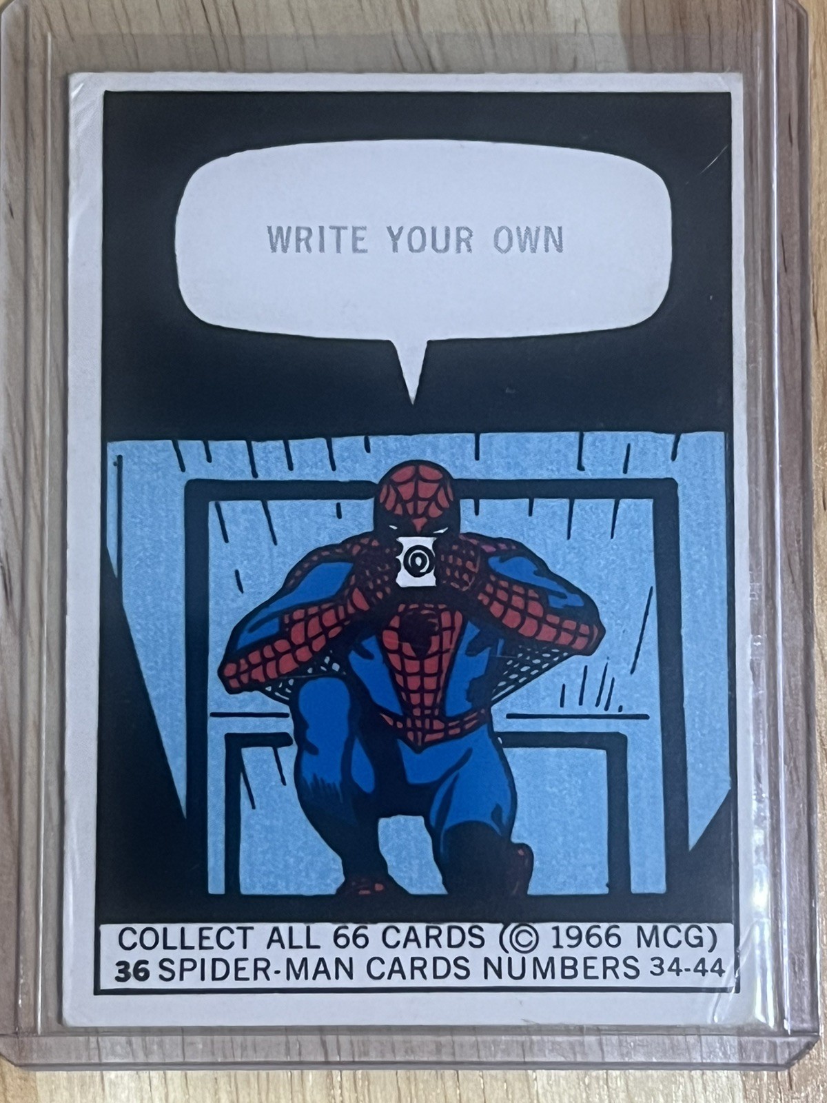 1966 MARVEL SUPER HEROES CARD #36 SPIDER-MAN MCG camera see pics creases 