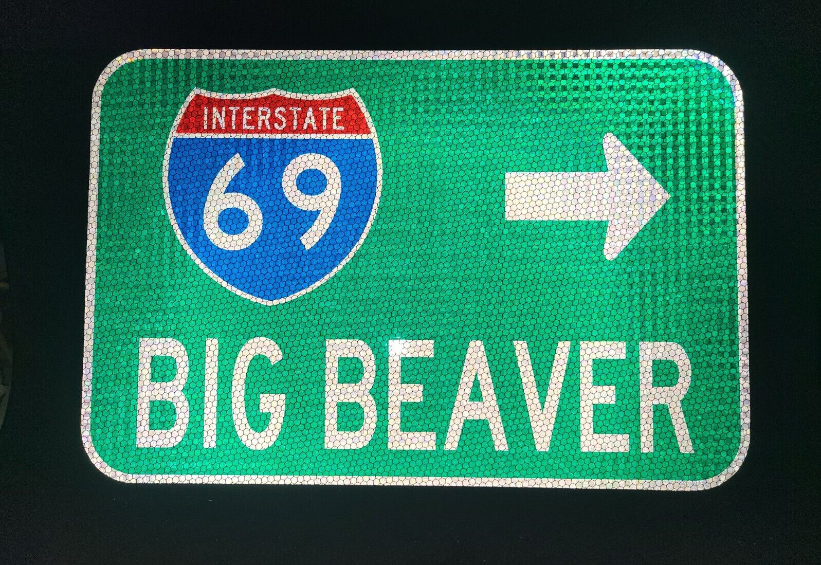 BIG BEAVER Interstate 69 route road sign 18 BIG BEAVER Interstate 69 route road sign 18