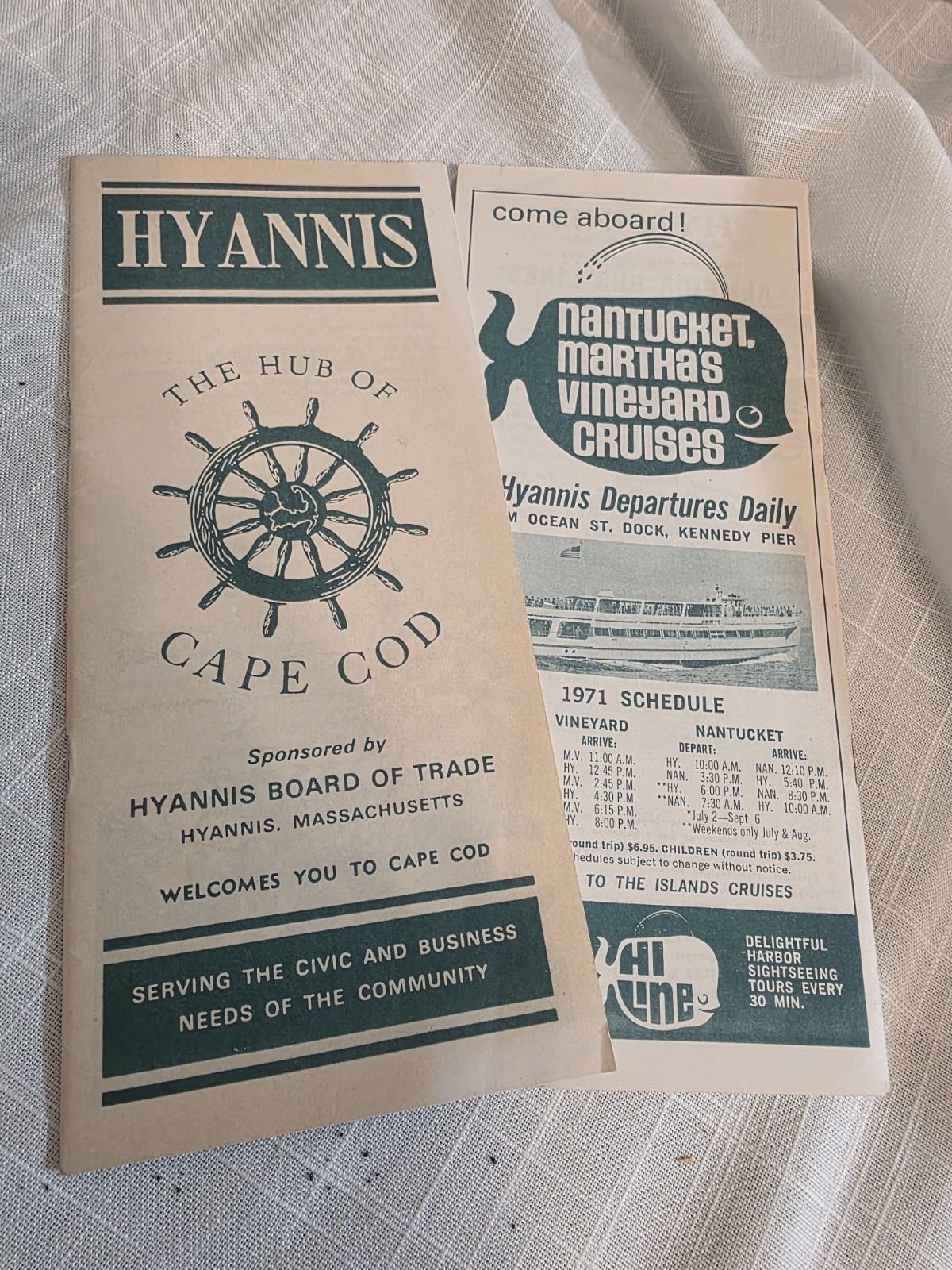 Vintage Nantucket Martha\'s Vineyard Cruises 1971 brochures Vintage Nantucket Martha\'s Vineyard Cruises 1971 brochures