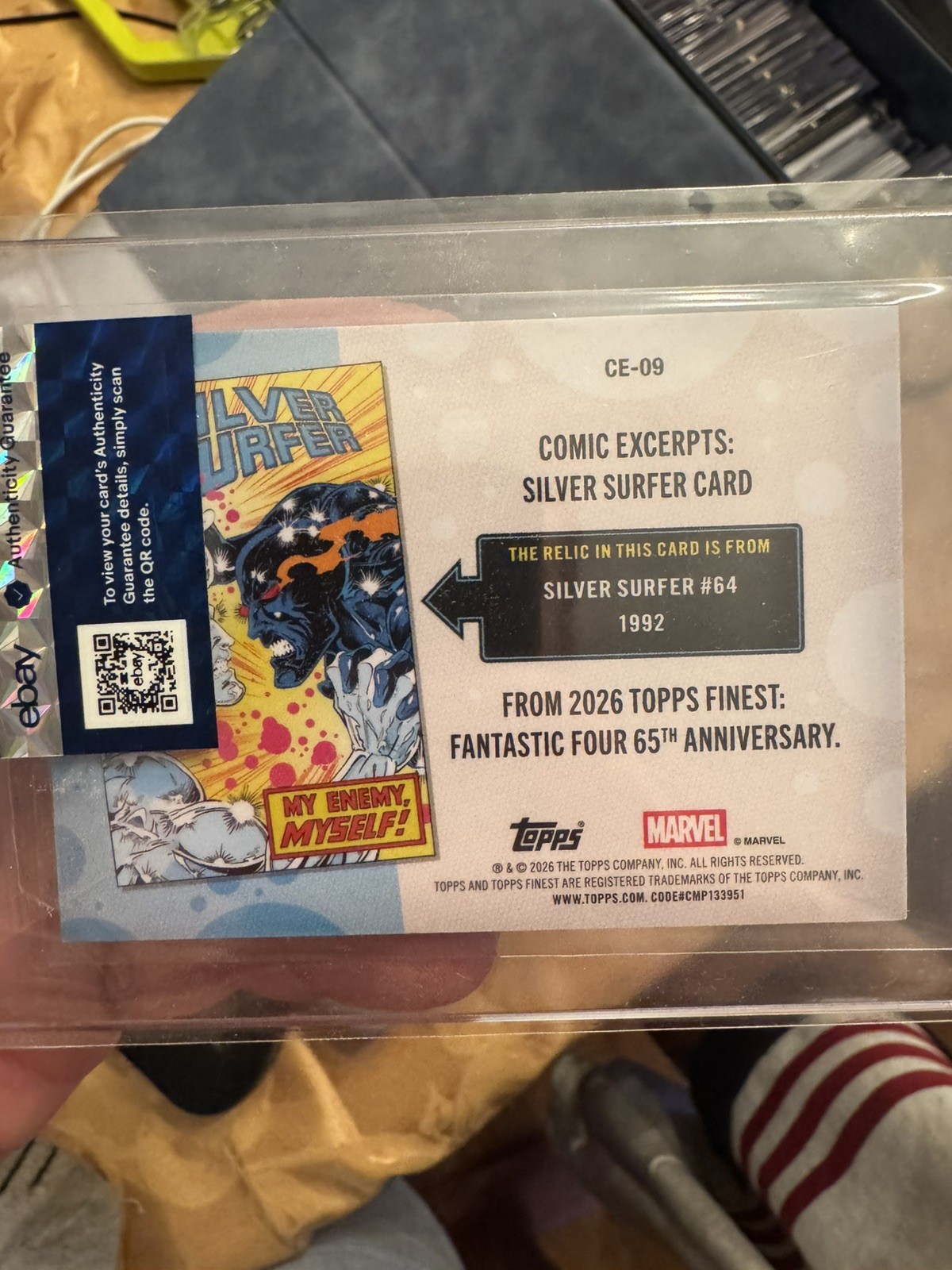 2026 Topps Finest Fantastic Four Relics  Comic Excerpts: Silver Surfer CE-09