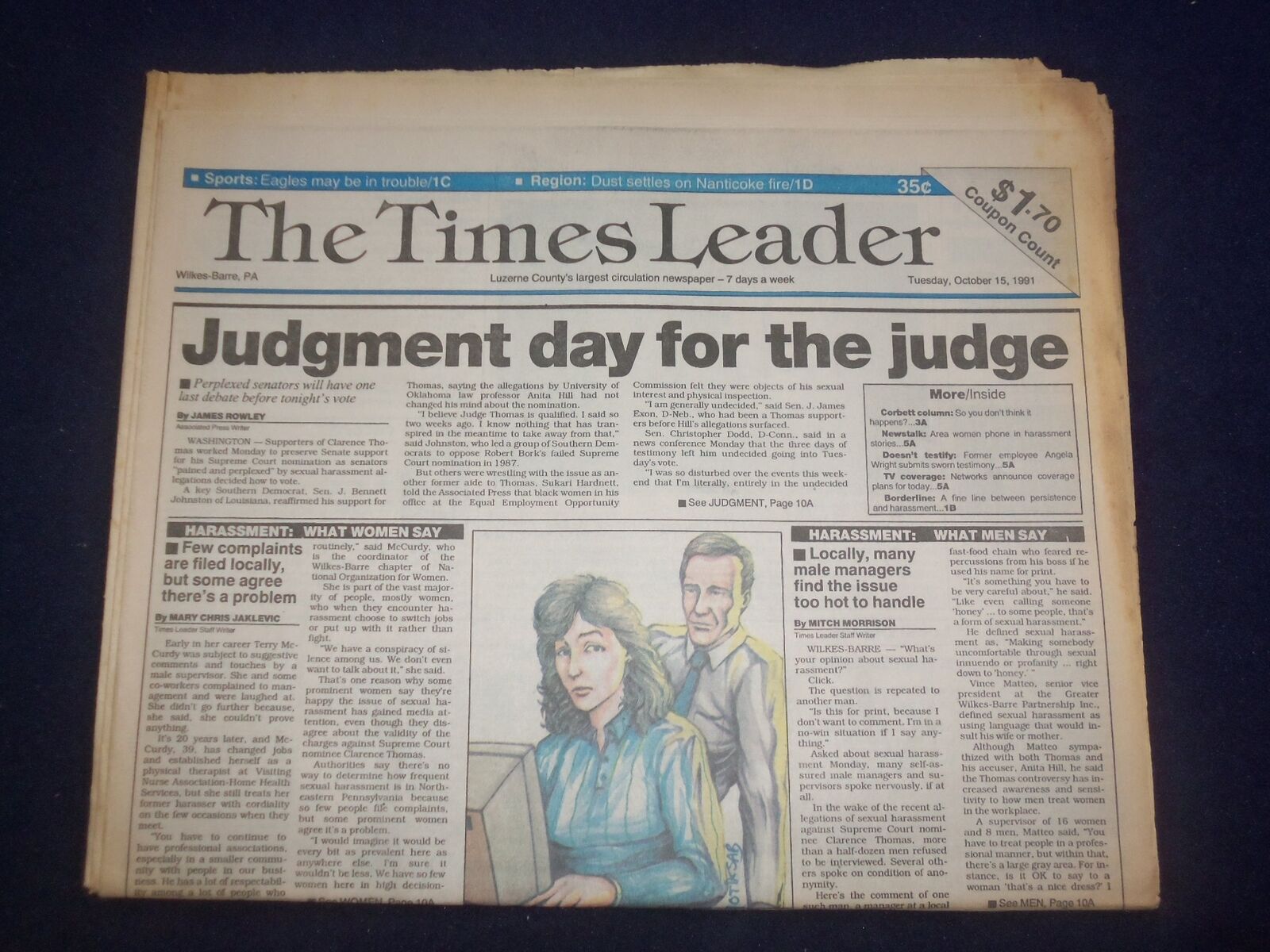 1991 OCT 15 WILKES-BARRE TIMES LEADER-JUDGEMENT DAY FOR CLARENCE THOMAS- NP 8098