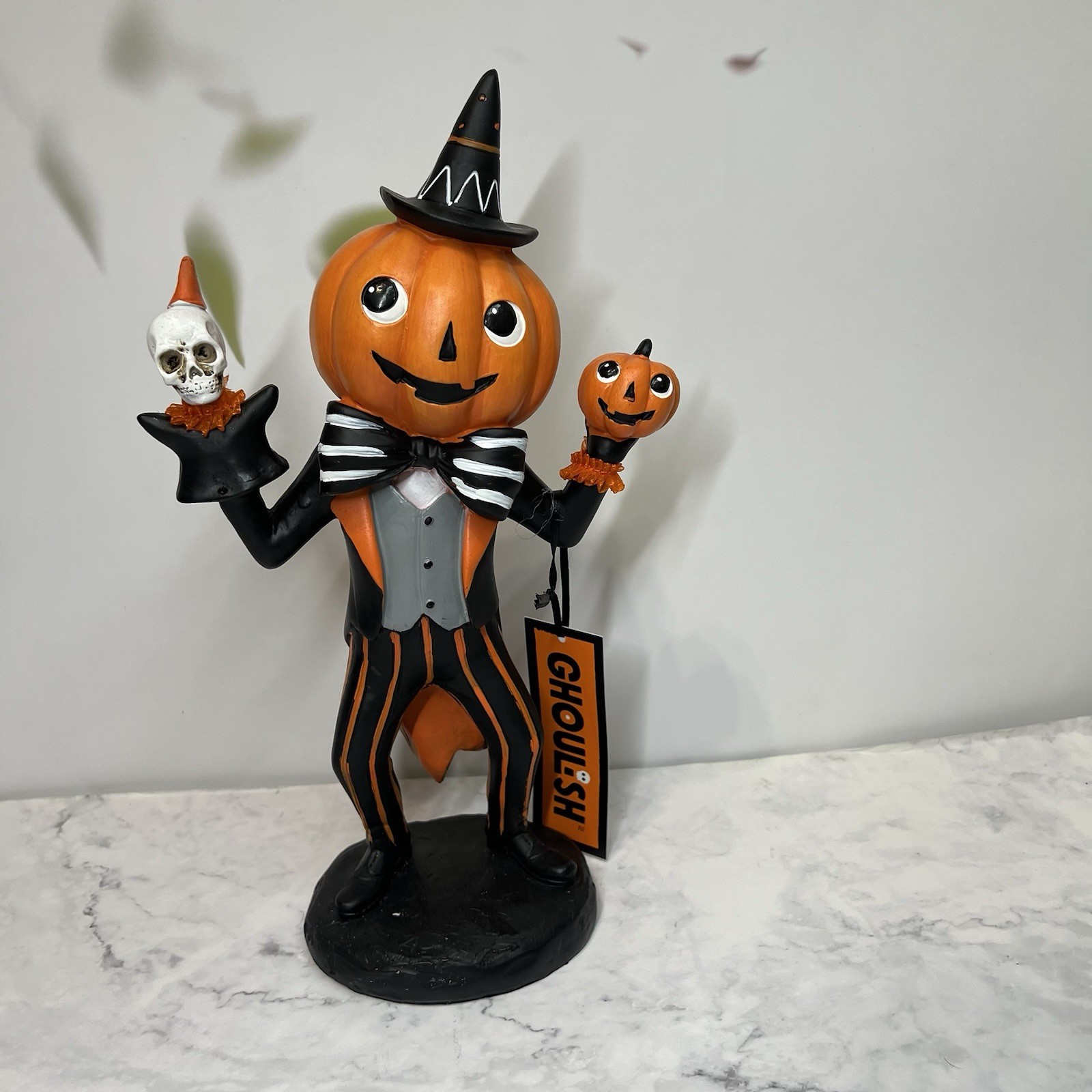 New Ghoulish Halloween Pumpkin Head JOL Table Decor 12\