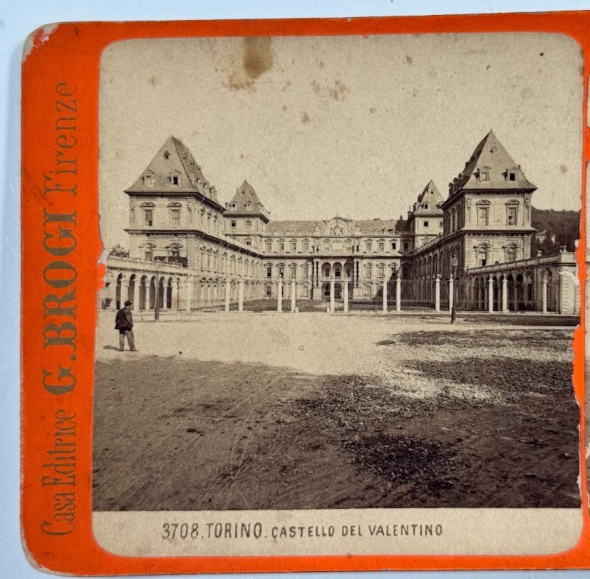 Torino – Majestic View of Castello Del Valentino Italy’s Baroque Stereoview Card