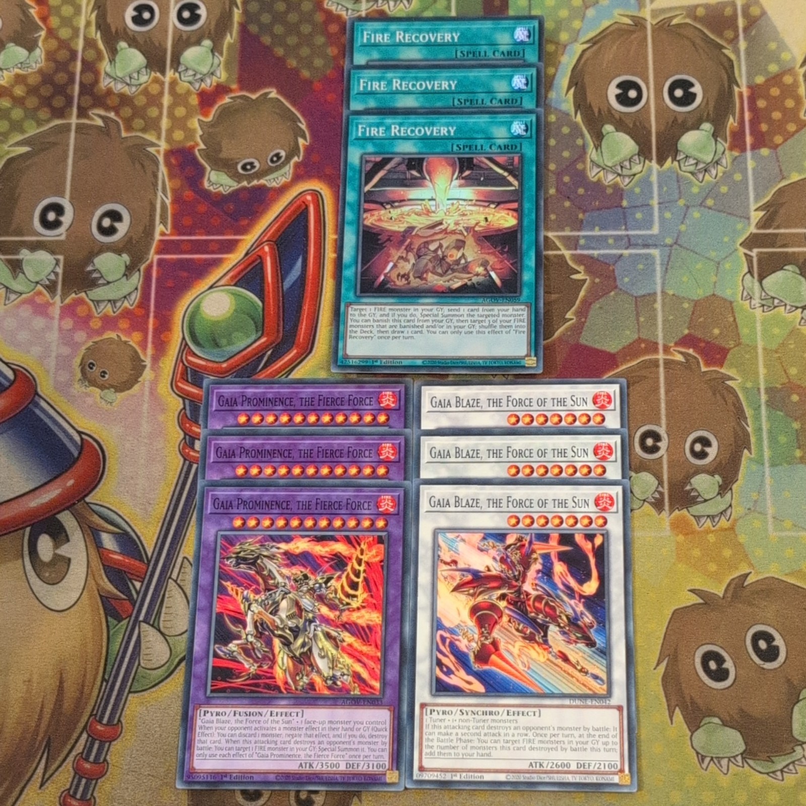 3 x Fire Recovery AGOV-EN059 + Gaia Blaze EN033 & Prominence DUNE-EN042 Yugioh