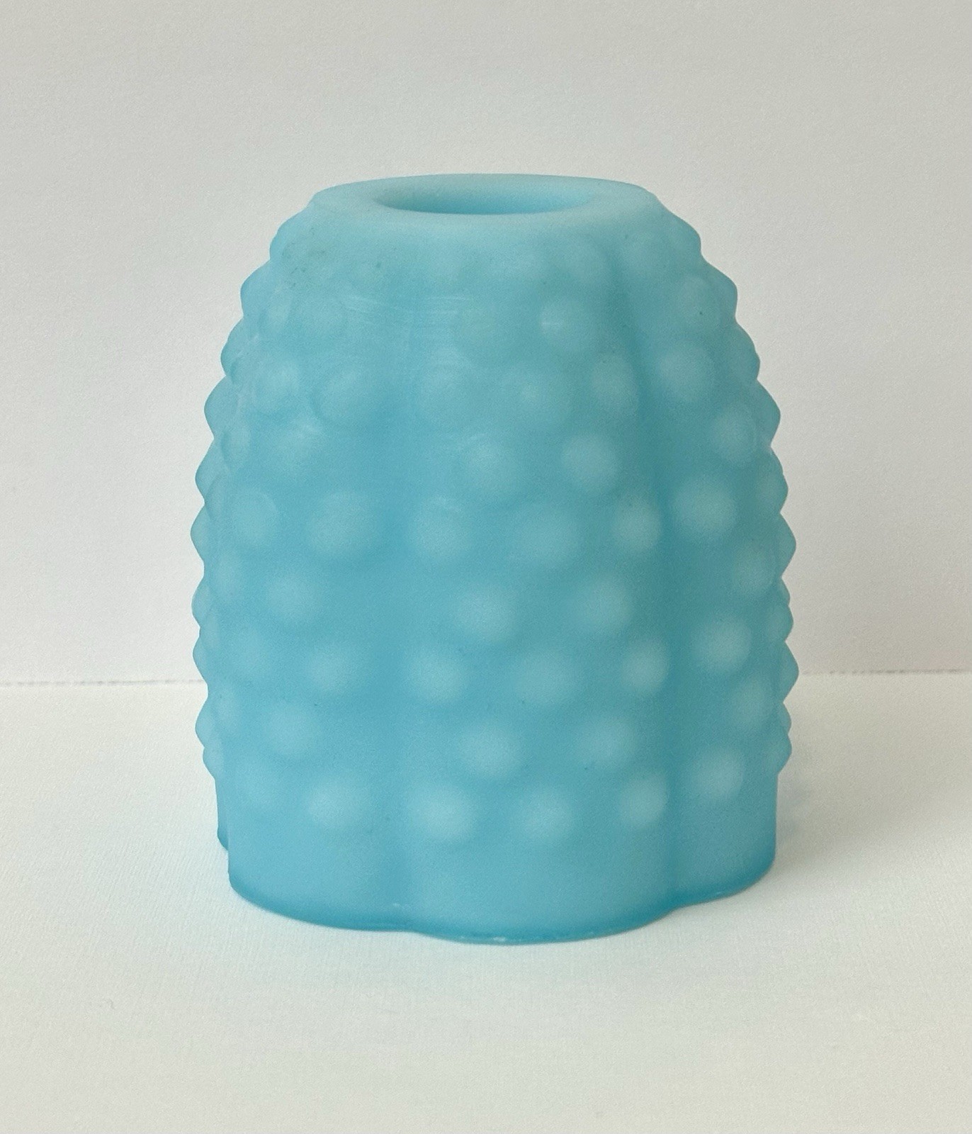 Fenton Fairy Lamp Blue Satin Glass Hobnail 3” Top Only READ
