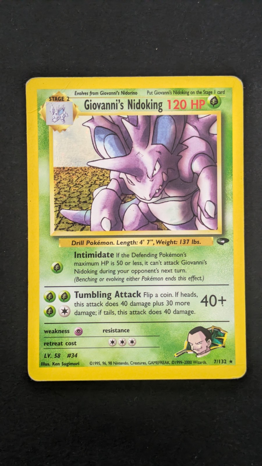 Giovanni\'s Nidoking Gym Challenge 7/132 ENG 1999 120 HP Rare Stage 2