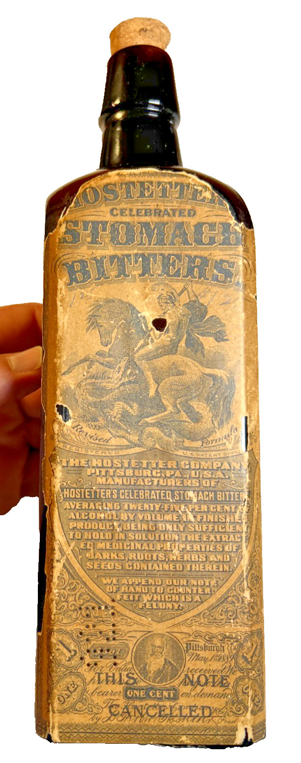 Antique c1921 Dr Hostetter’s Bitters Bottle Labeled Pittsburgh Pennsylvania