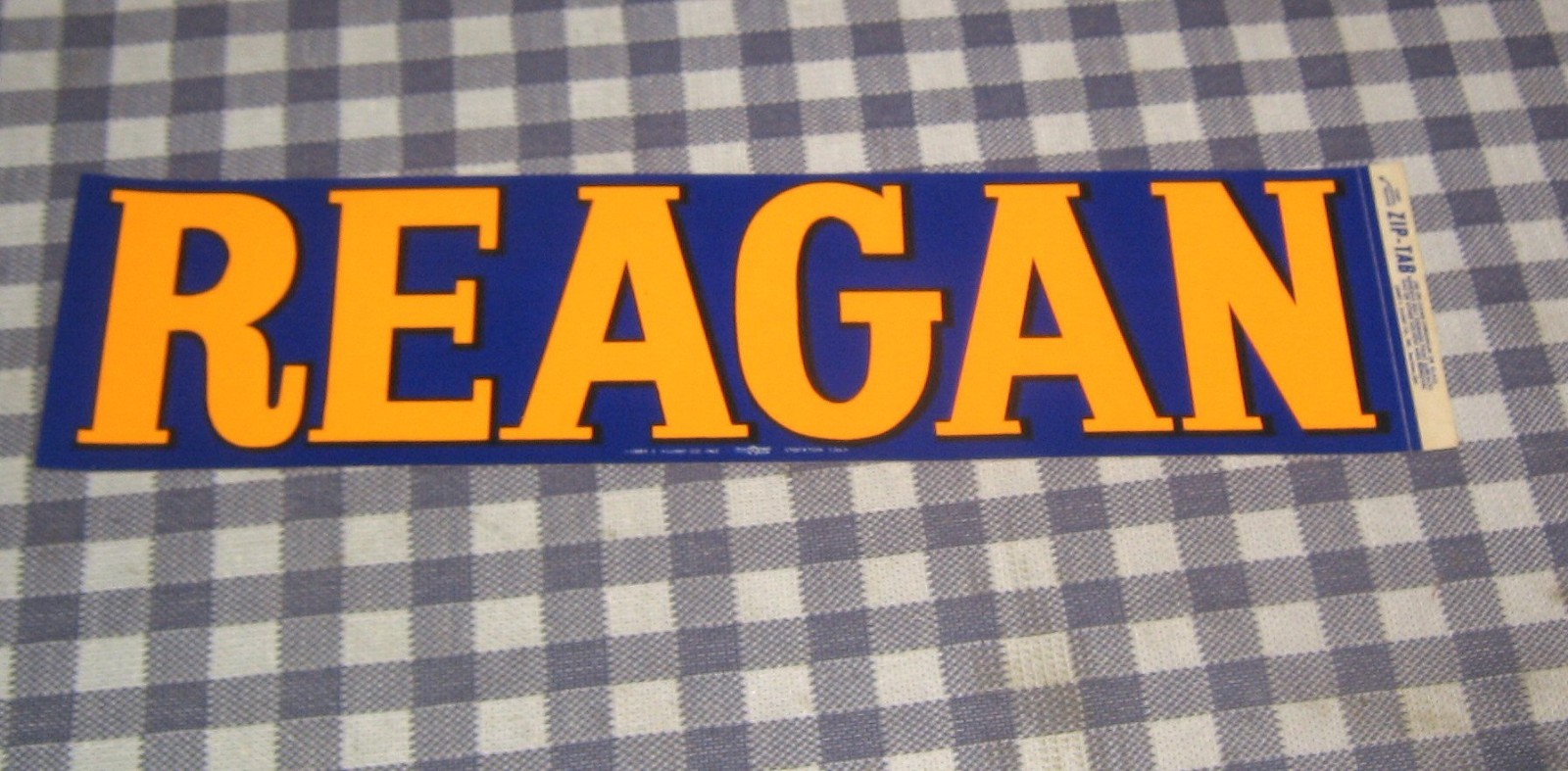Vintage 1970\'s Governor Ronald Reagan Bumper Sticker,California,NOS,Peach/Blue