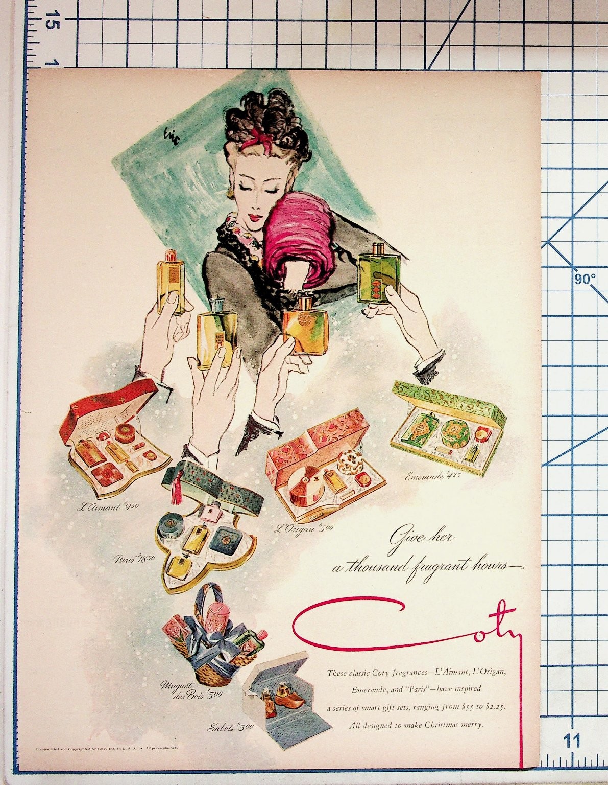 Vintage 1940s Coty Perfume Fragrance Ad L'Aimant L'Origan Emeraude Print Eric Vintage 1940s Coty Perfume Fragrance Ad L'Aimant L'Origan Emeraude Print Eric