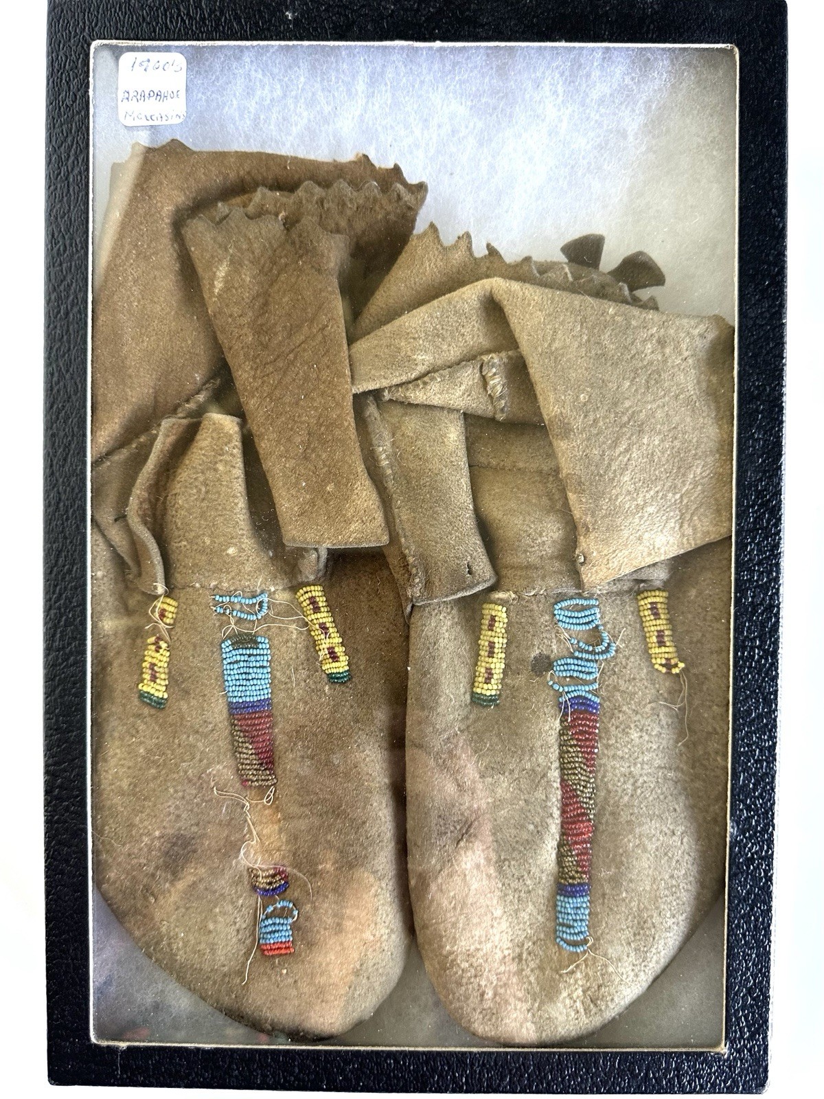 Antique Native American Arapaho Beaded Adult Moccasins - Circa 1900 Antique Native American Arapaho Beaded Adult Moccasins - Circa 1900