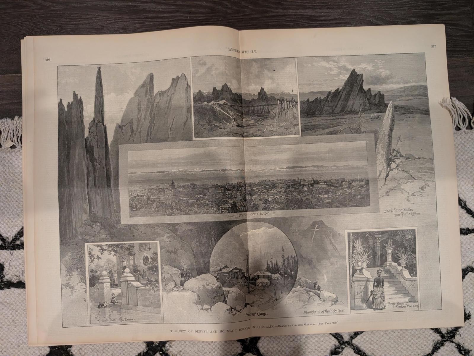 Harper’s Weekly April 23 1887 – Prairie Letter-Box, Denver Centerfold, Remington