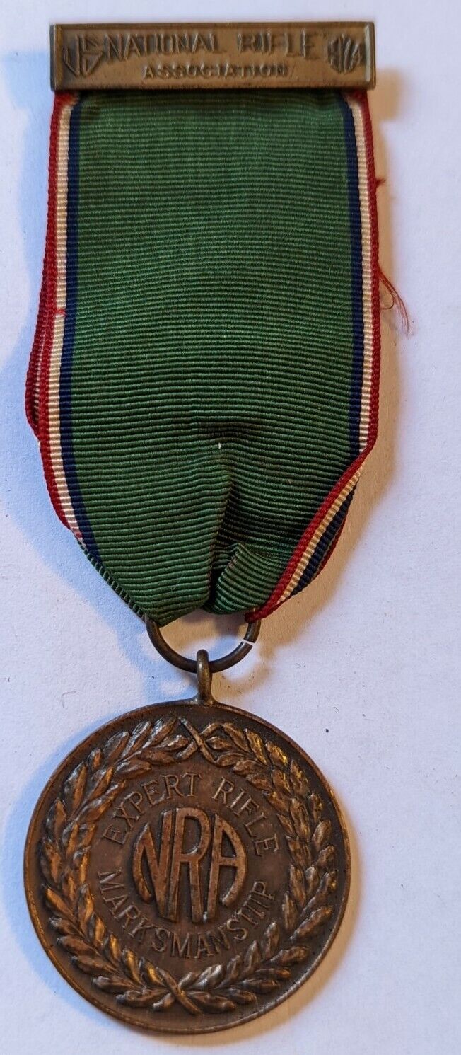 1924 NRA National Rifle Association Pinback MEDAL Ribbon Engraved Camp Perry OH