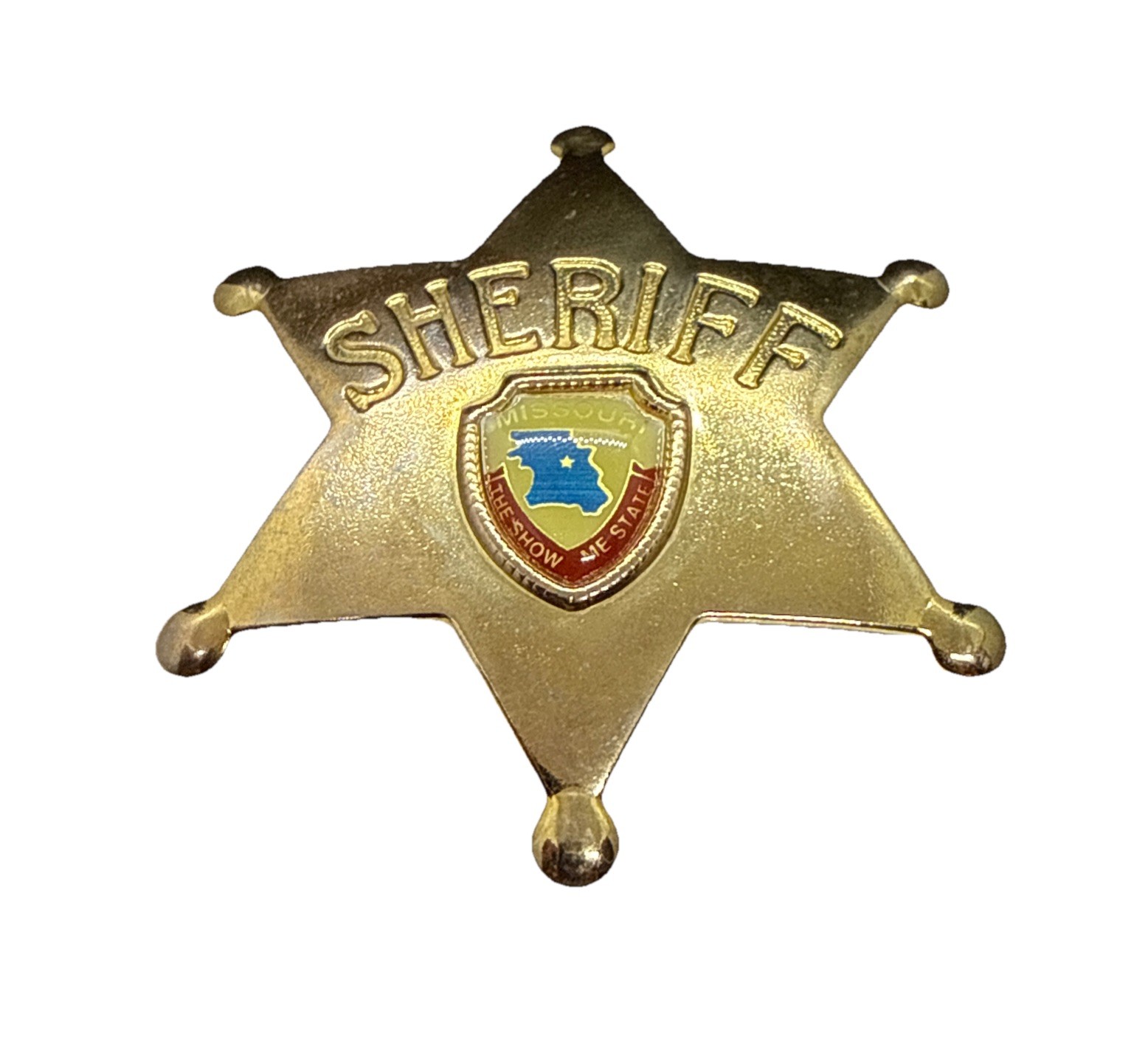 Vtg Missouri Show Me State SHERIFF Badge Souvenir Metal 6 Point Star Pin Costume