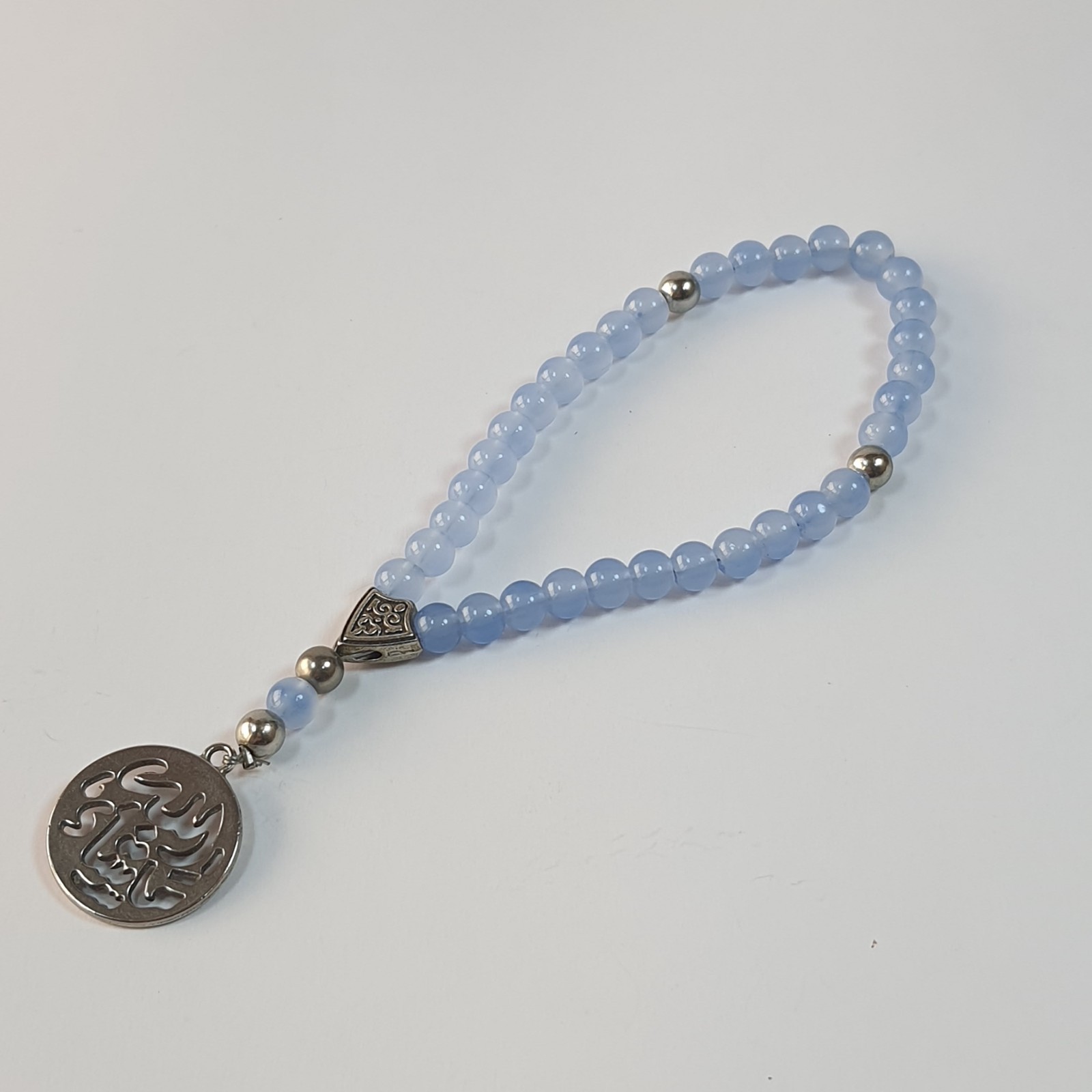 Sky Blue Agate Style Tasbih Bracelet 33 Prayer Beads Spiritual Dhikr Rosary Gift