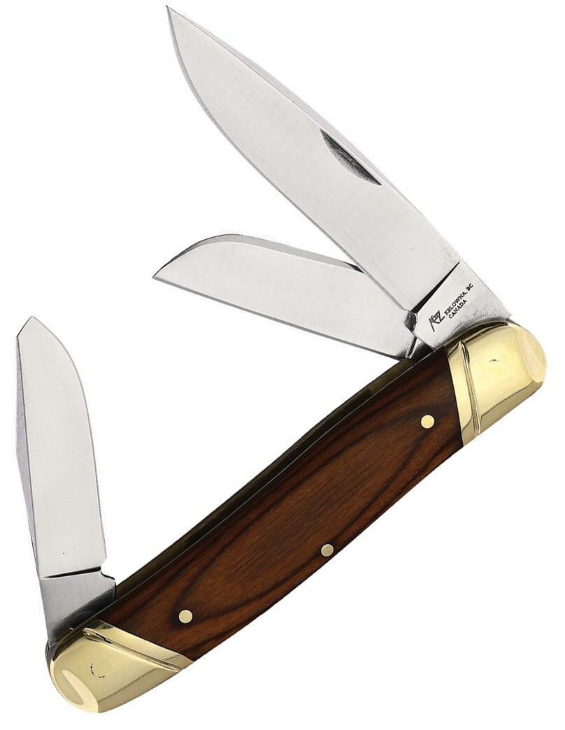 Katz Stockman Pocket Knife Satin Finish Stainless Steel Blades Walnut Handle