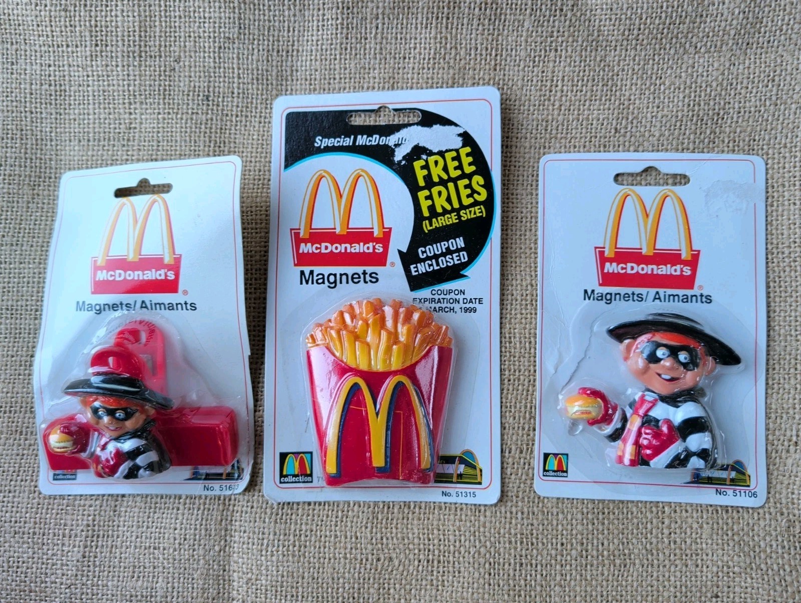 3 Vintage McDonald\'s Refrigerator Magnets Hamburglar Fries Clip NIP 1999 3 Vintage McDonald\'s Refrigerator Magnets Hamburglar Fries Clip NIP 1999