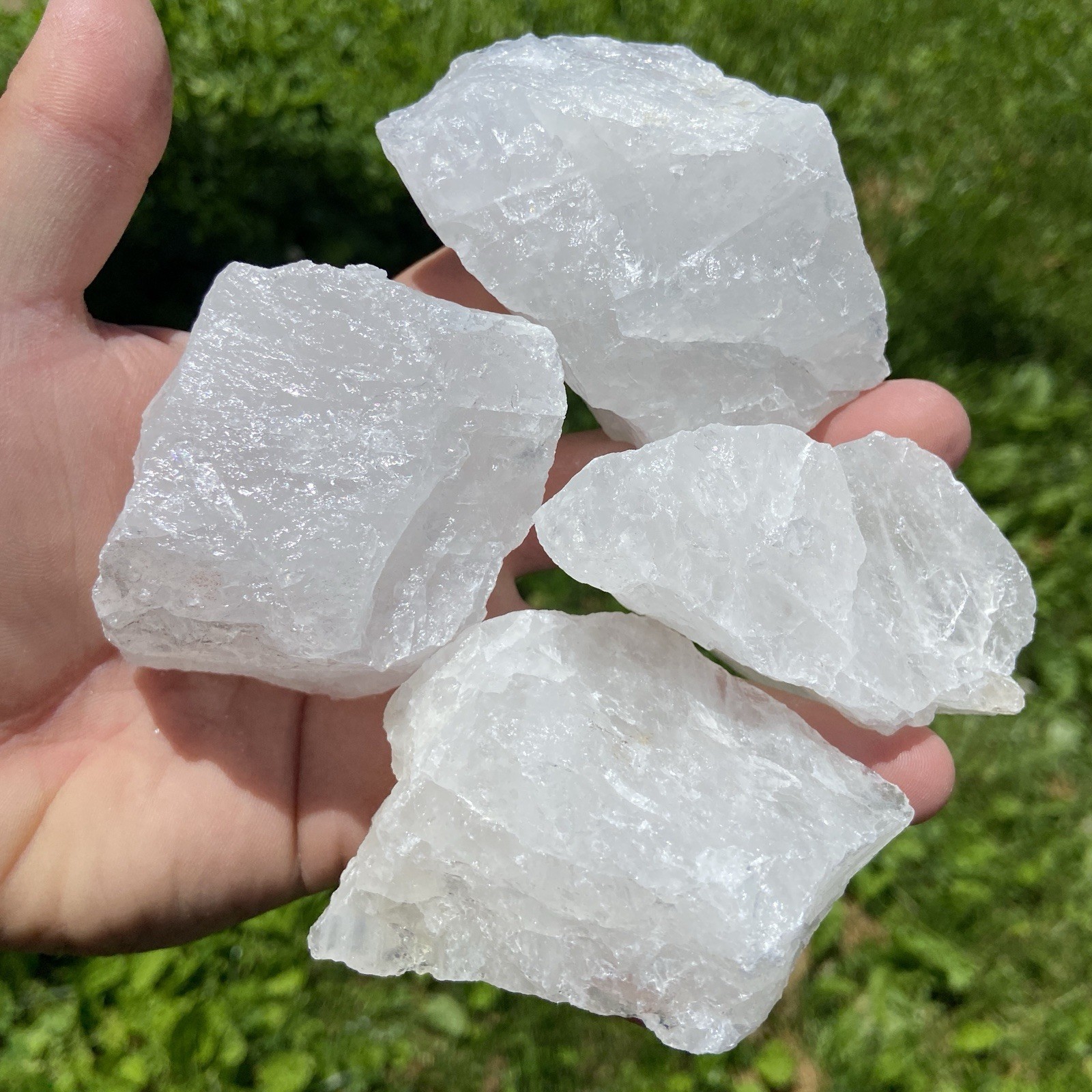 Beautiful 4 Pc Large Quartz Raw Specimens Or Lapidary Rough 1 Pound 15.66 Oz