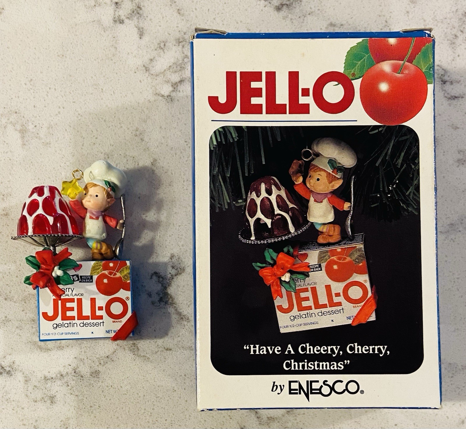 1993 ENESCO CHRISTMAS ORNAMENT: HAVE A CHEERY, CHERRY, CHRISTMAS JELL-O