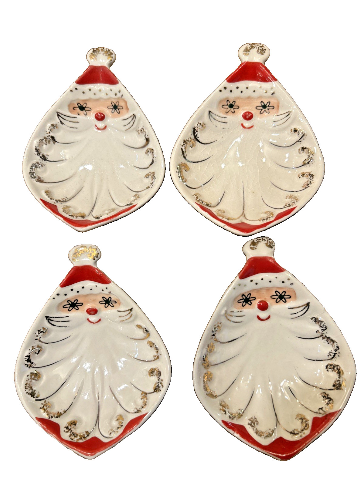 4 rare 1959 Holt Howard Ceramic Starry Eyed Santa Claus Dish 4