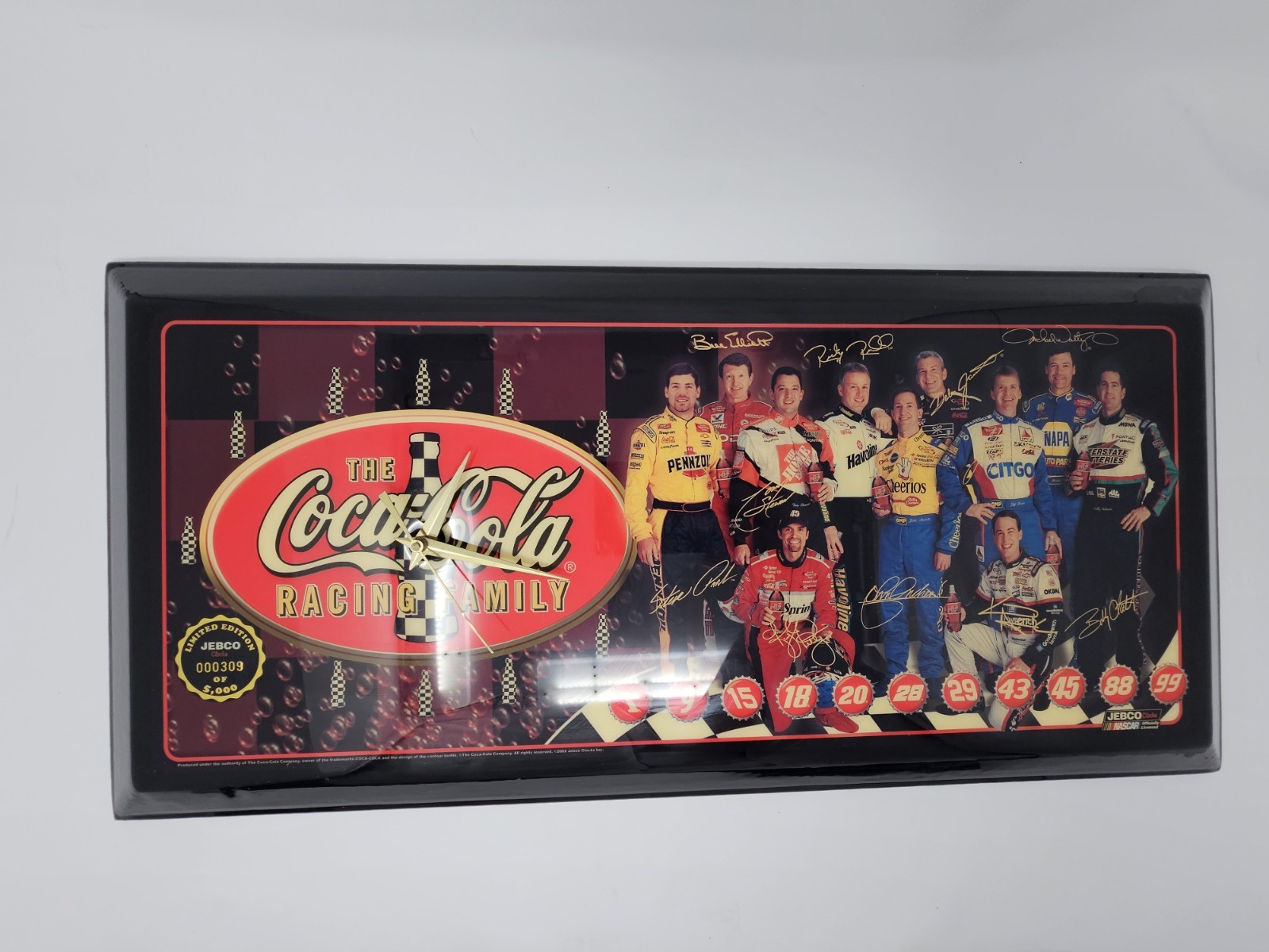 Jebco Coca-Cola Family NASCAR  Racing Vintage  CLOCK.   NOS, NIB, 2012