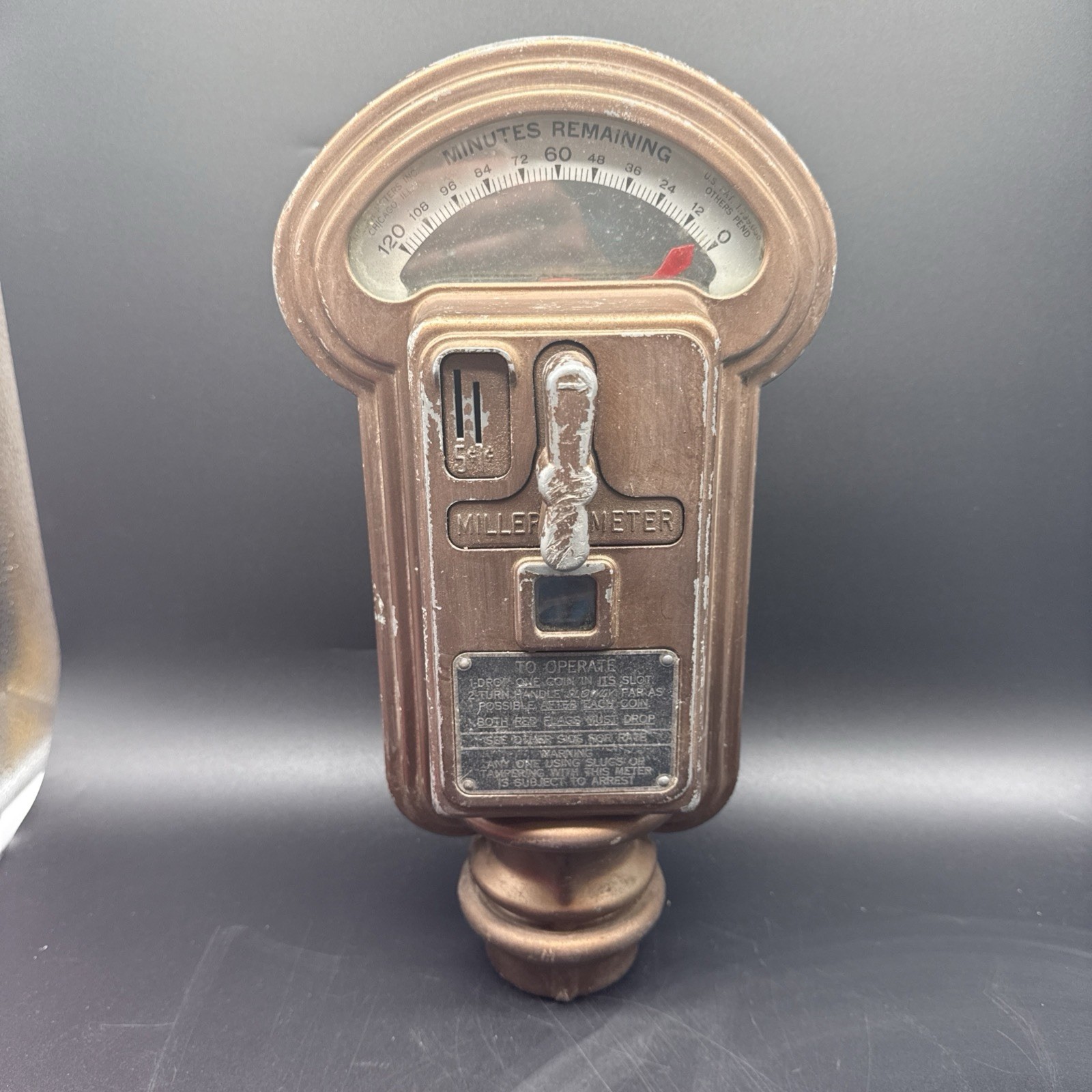 Vintage Duncan - Miller 1 cent & 5 cent Parking meter MILLER METER With Key